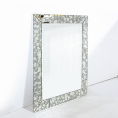 Custom Tessellated Rectilinear Mirror with Beveled & Smoked Antique Mirror Edges
