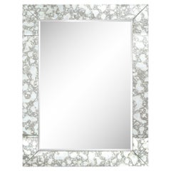 Custom Tessellated Rectilinear Mirror with Beveled & Smoked Antique Mirror Edges