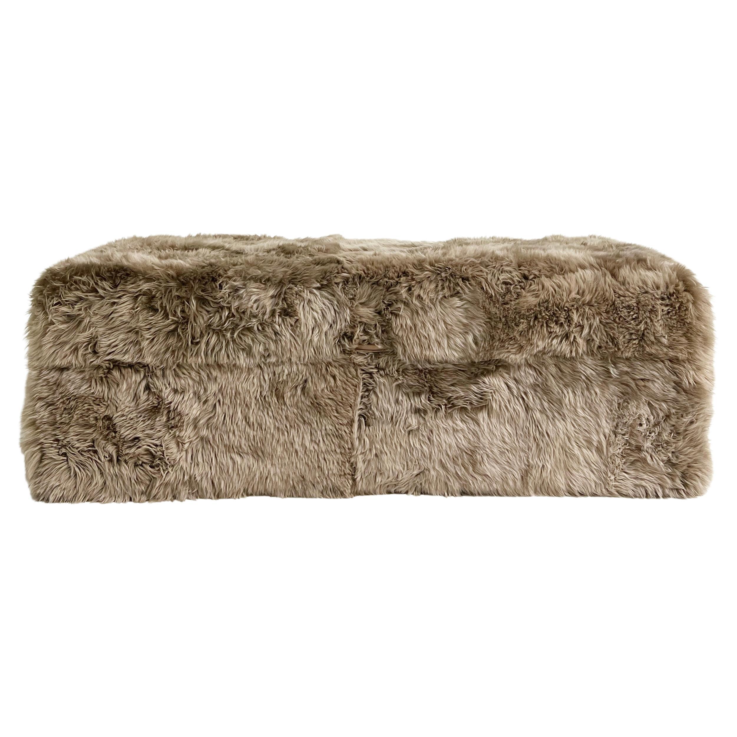 Custom - The Forsyth Storage Ottoman in Sheepskin - 42 W x 16 D x 19 H For Sale