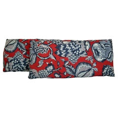 Custom Thibaut Westmont Red, White and Blue Floral Linen Throw Pillows
