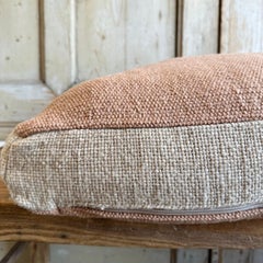 Custom Thick Woven Wool Box Pillow in Blush Nude and Oatmeal Cover