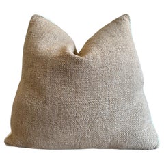 Custom Thick Woven Wool Box Pillow in Natural Apricot and Ivory