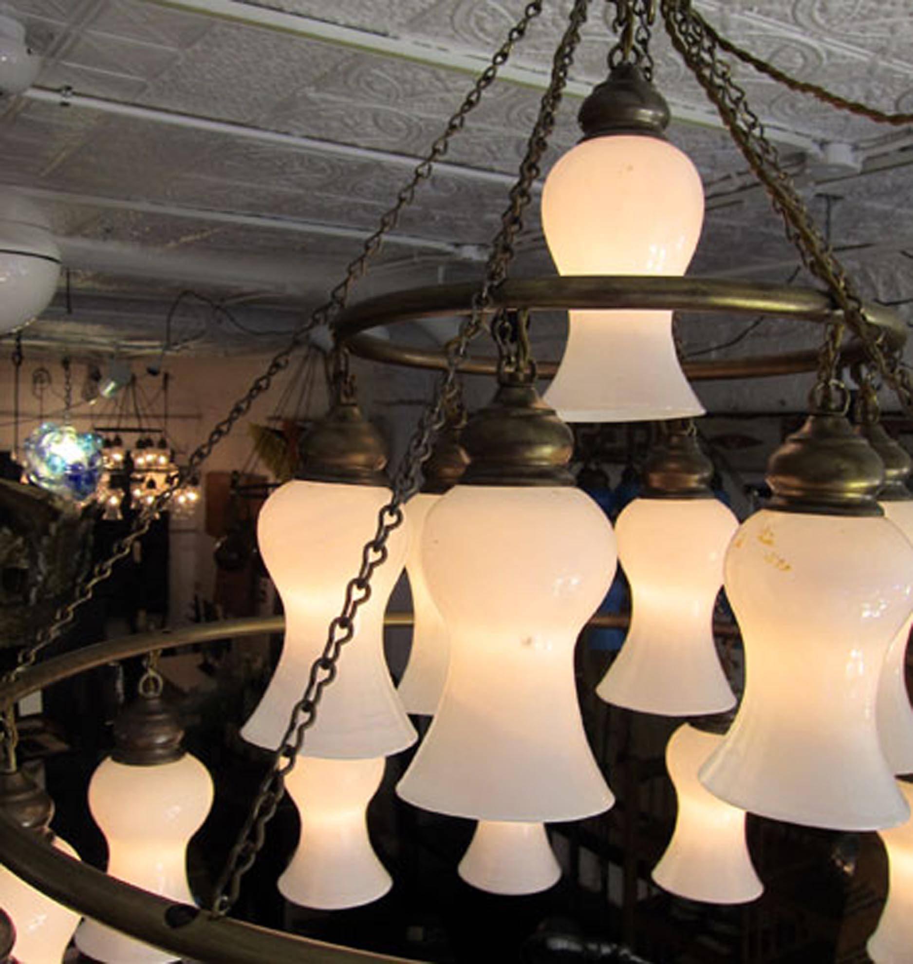Custom Three-Tier Egyptian Teardrop Chandelier In Excellent Condition For Sale In Sag Harbor, NY