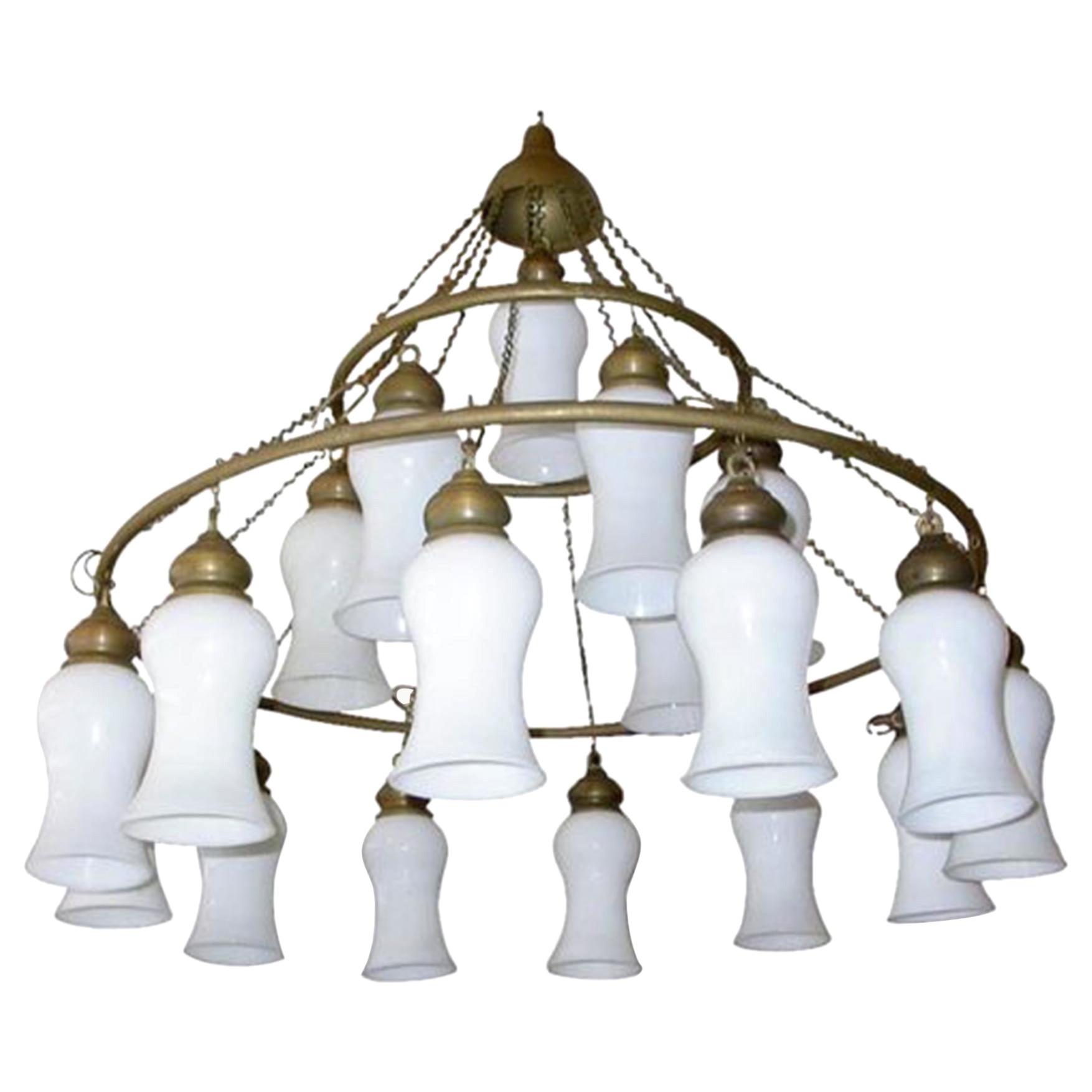 Custom Three-Tier Egyptian Teardrop Chandelier For Sale