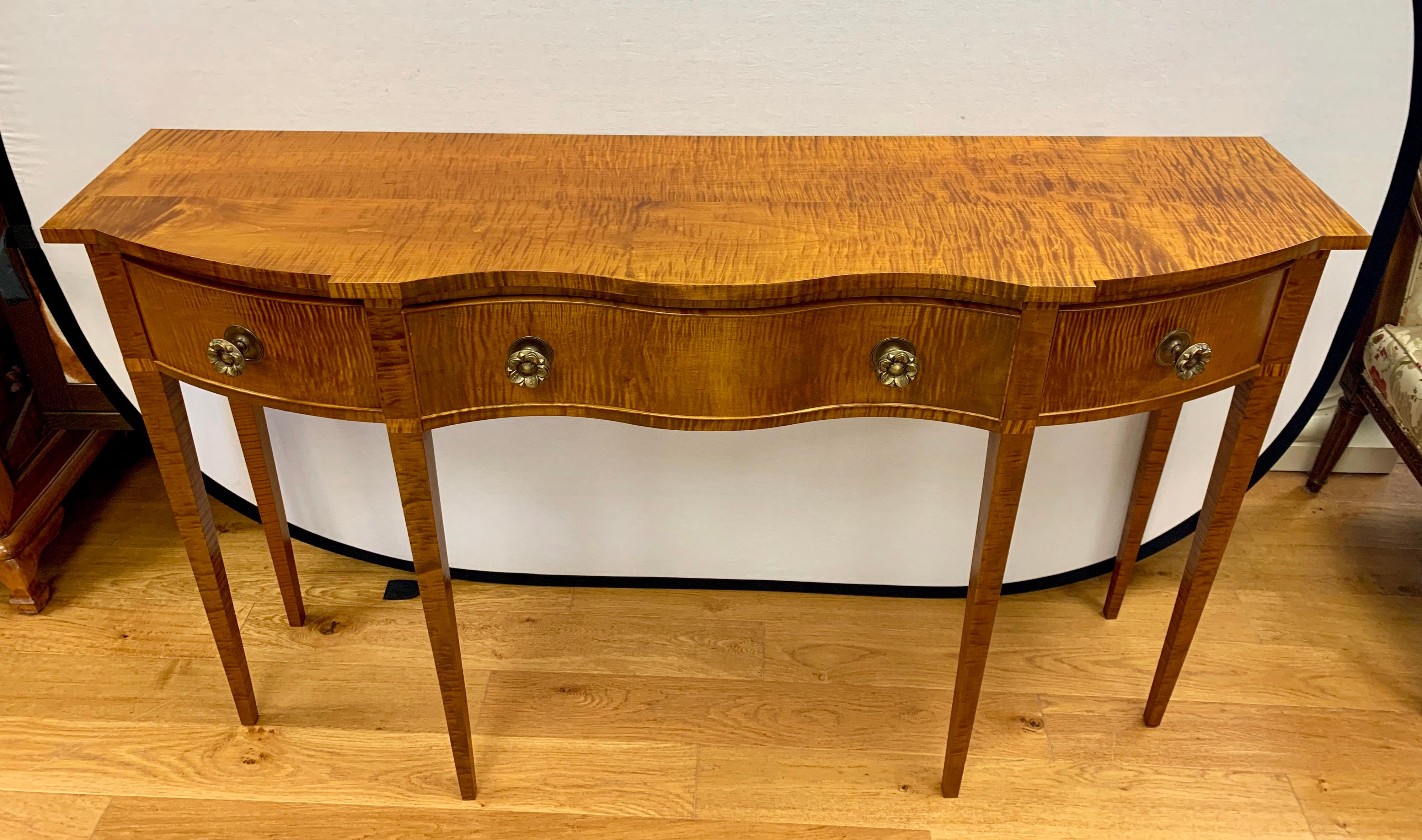 Stunning five foot wide Charles Dewey custom tiger maple sideboard, made by hand in Bennington, VT.
One of a kind craftsmanship. Not many people are lucky enough to own a Dewey; are you?