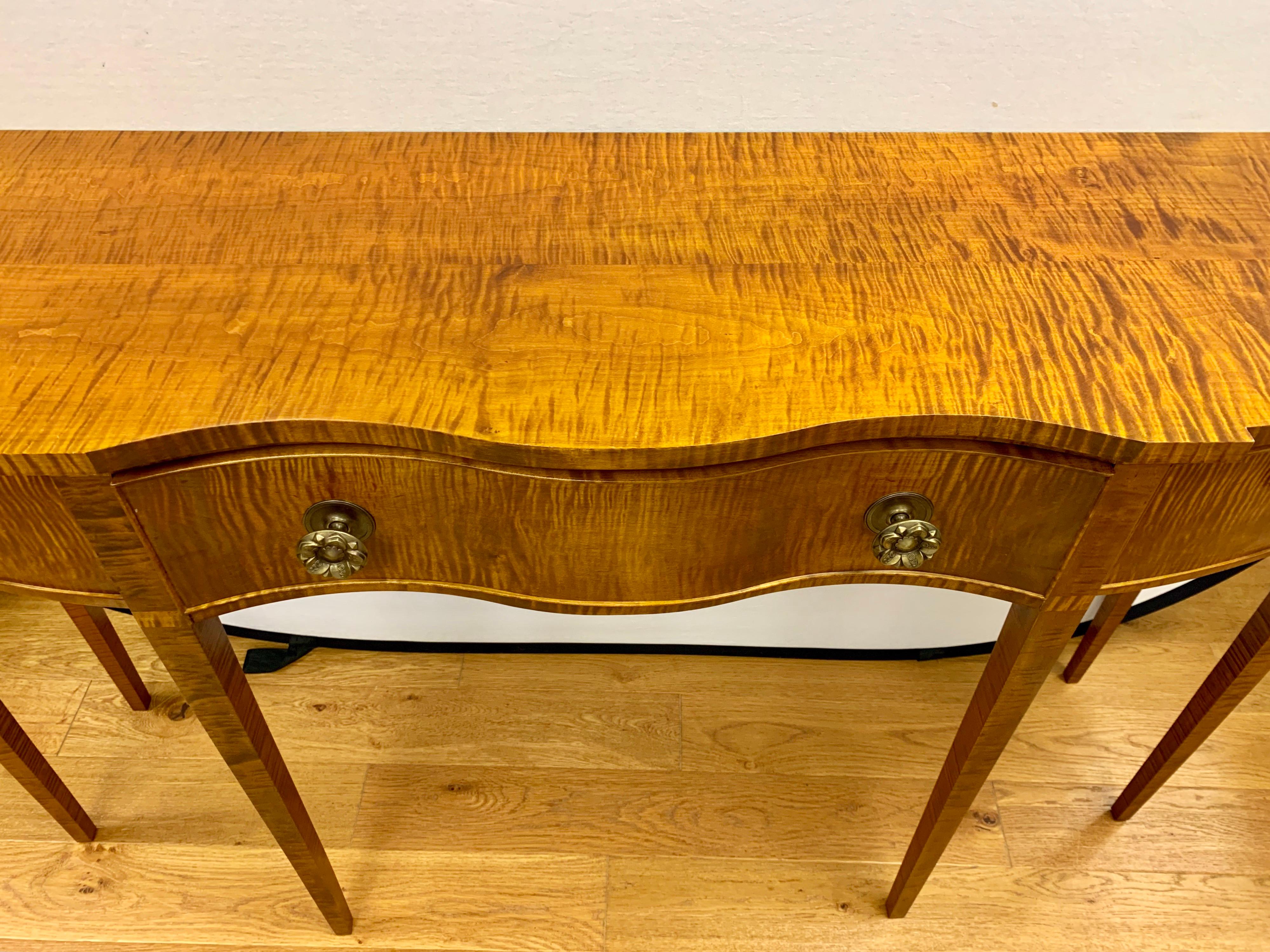 Wood Custom Tiger Maple Sideboard Credenza Buffet by Charles Dewey Bennington Vermont