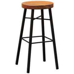 Custom Tiger Wood and Steel Stool