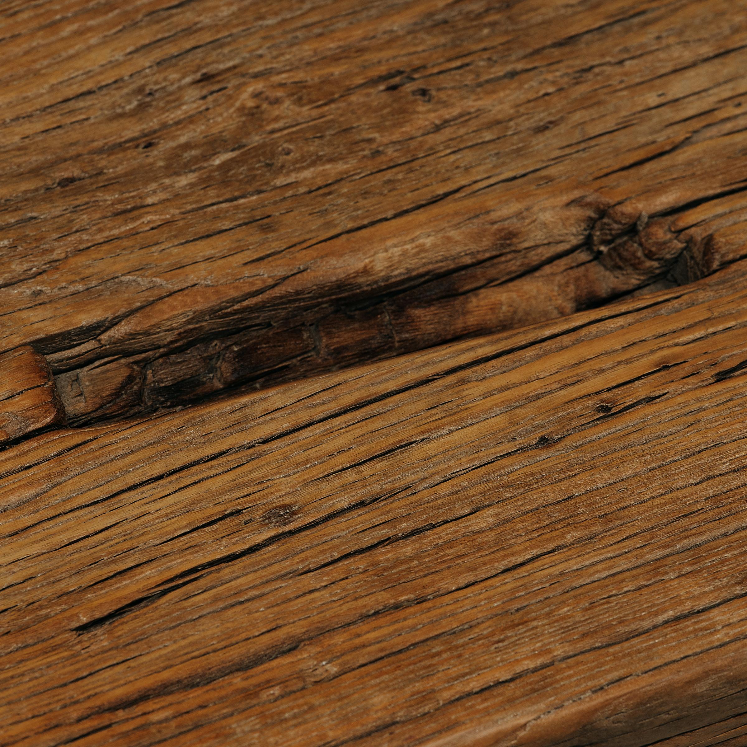 Custom Tobacco Reclaimed Waterfall Table In New Condition For Sale In Chicago, IL