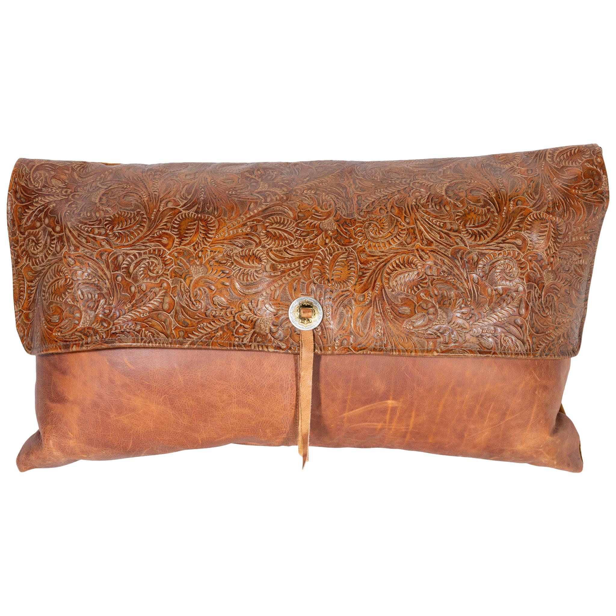 Custom Tooled Leather Pillow