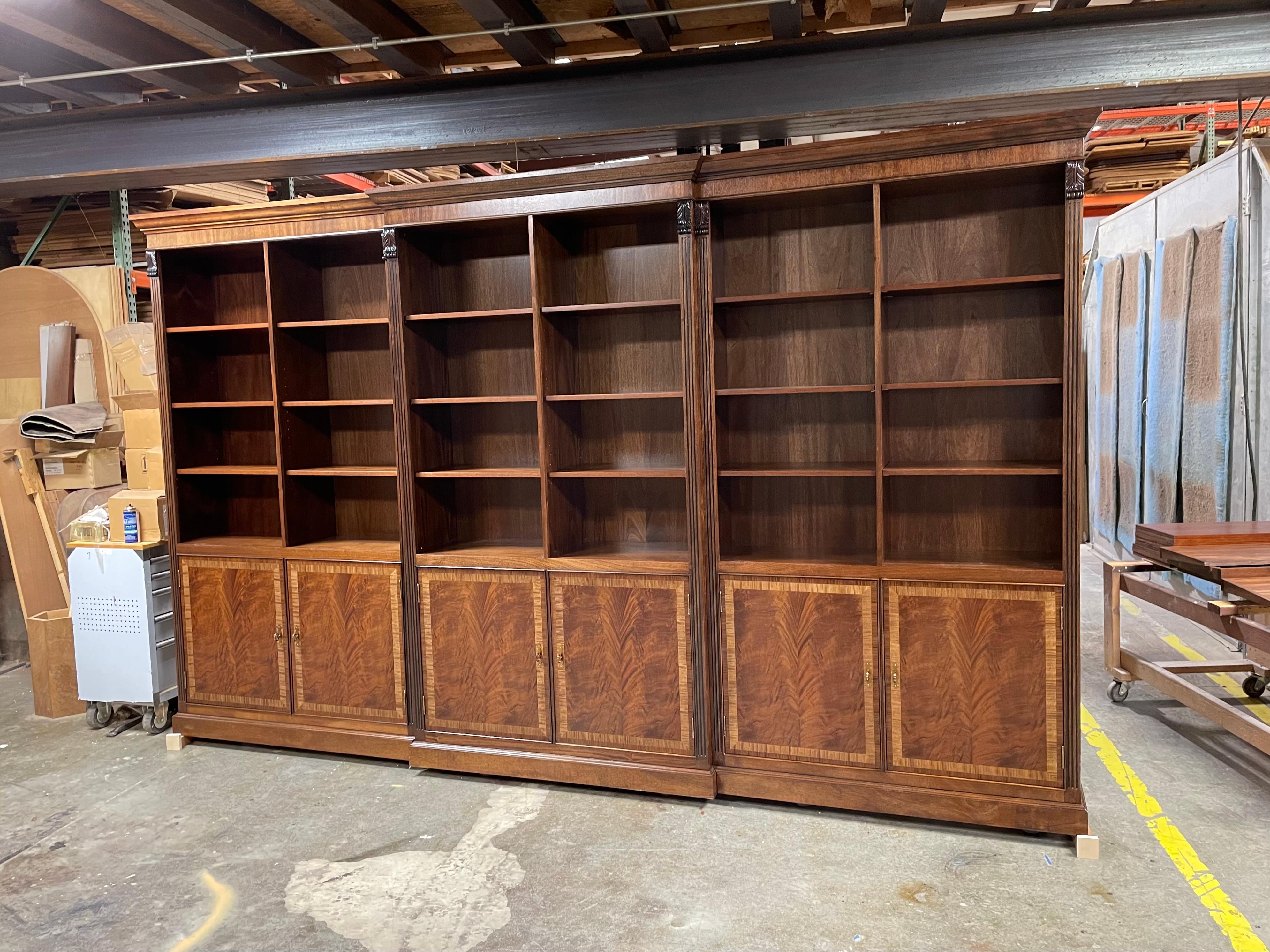 Chippendale Custom Traditional Large Mahogany Bookcase by Leighton Hall - Made -To -Order For Sale
