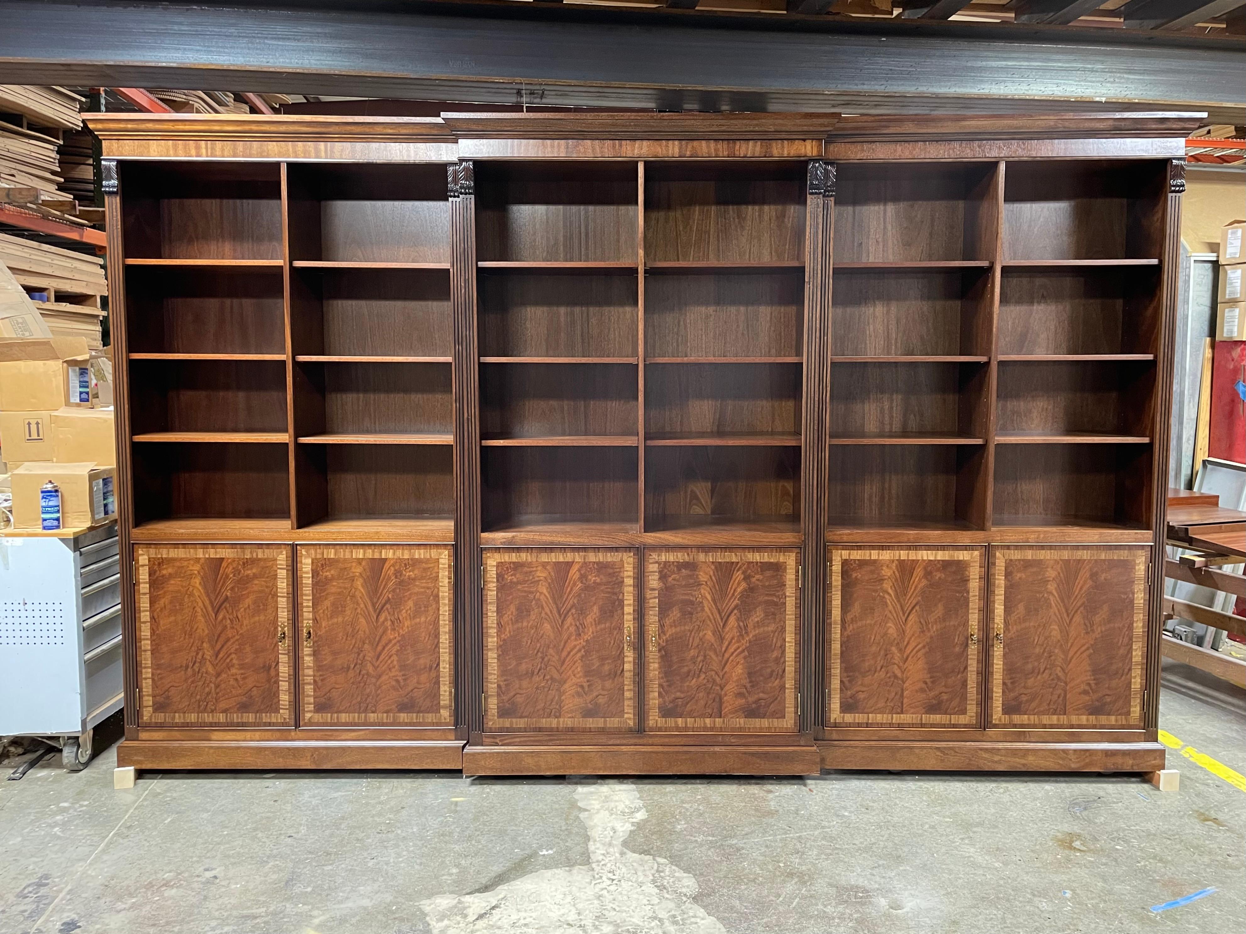 American Custom Traditional Large Mahogany Bookcase by Leighton Hall - Made -To -Order For Sale