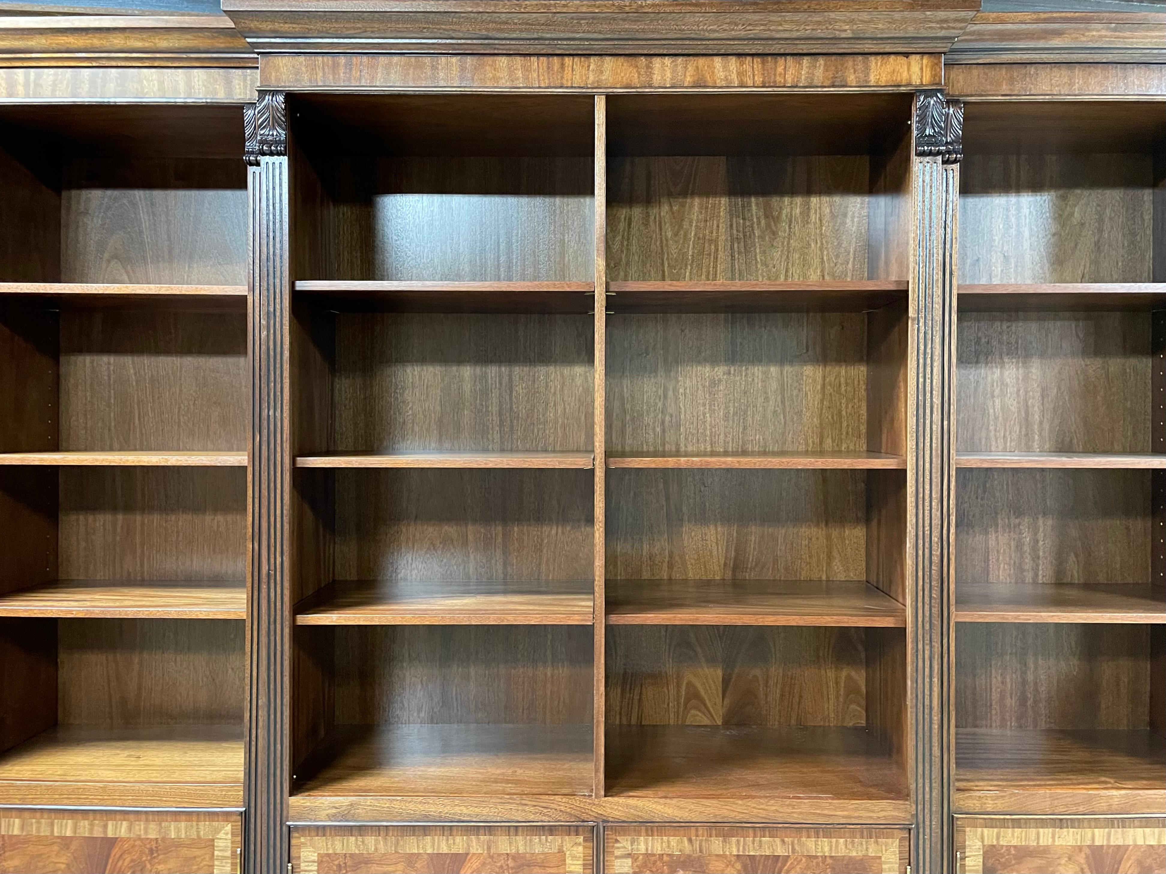 Custom Traditional Large Mahogany Bookcase by Leighton Hall - Made -To -Order For Sale 1