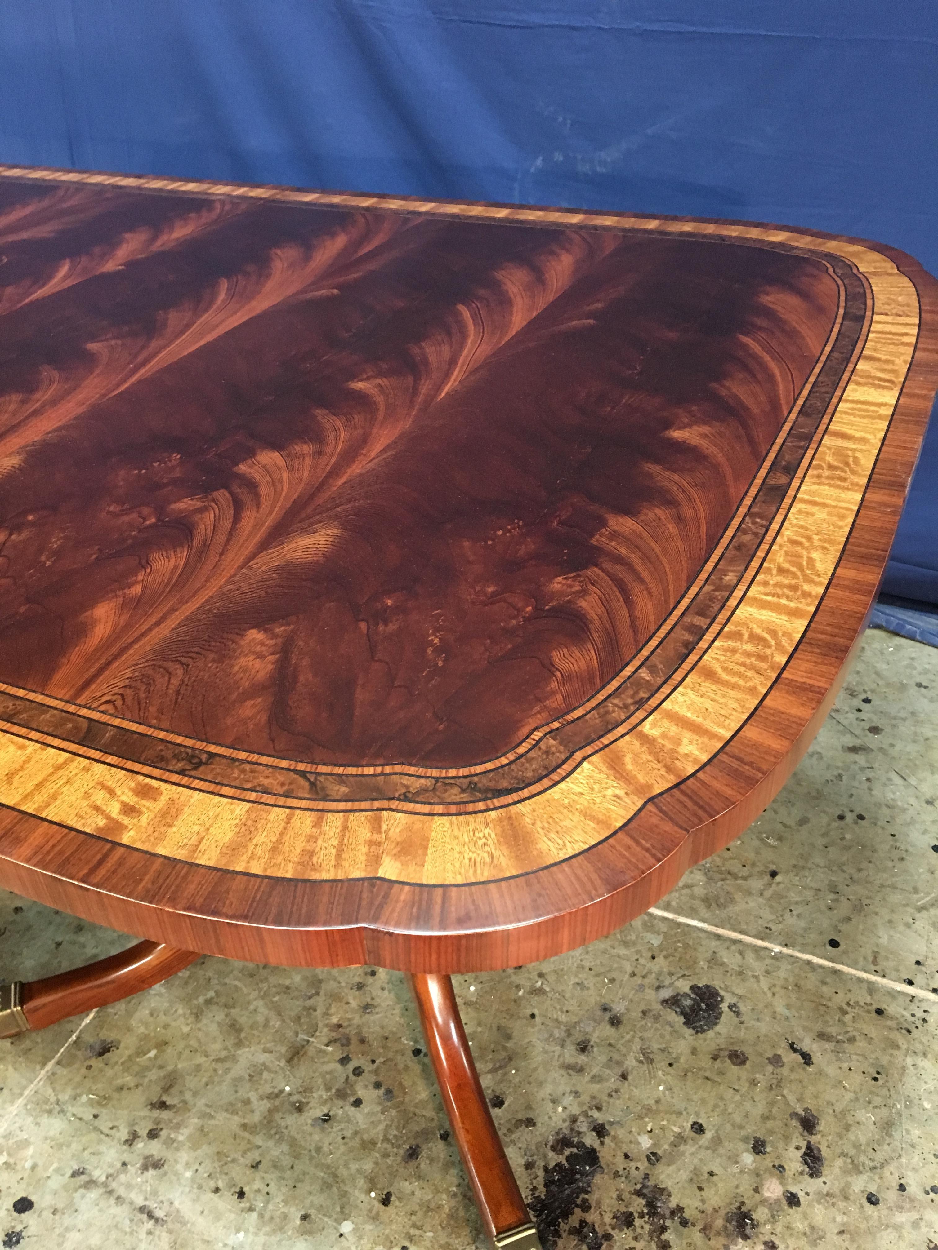 Georgian Custom Traditional Scallop Cornered Mahogany Dining Table by Leighton Hall For Sale