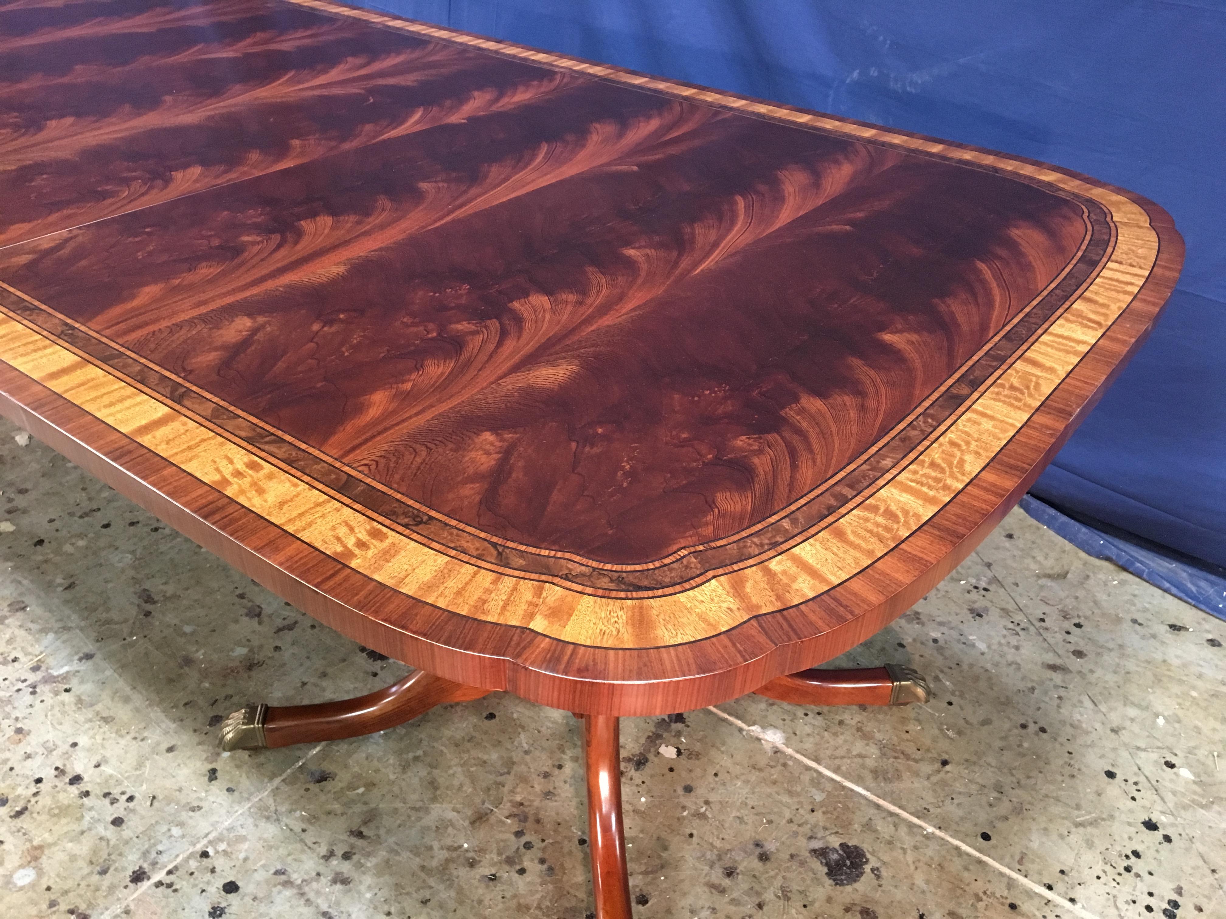 American Custom Traditional Scallop Cornered Mahogany Dining Table by Leighton Hall For Sale