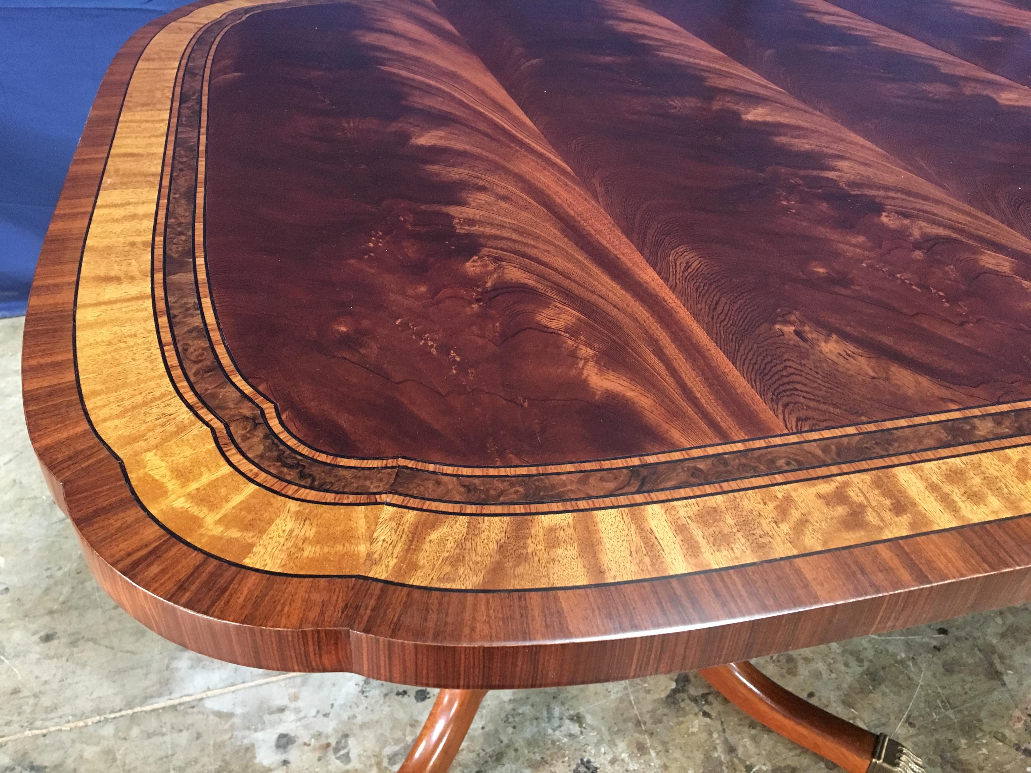Custom Traditional Scallop Cornered Mahogany Dining Table by Leighton Hall In New Condition For Sale In Suwanee, GA