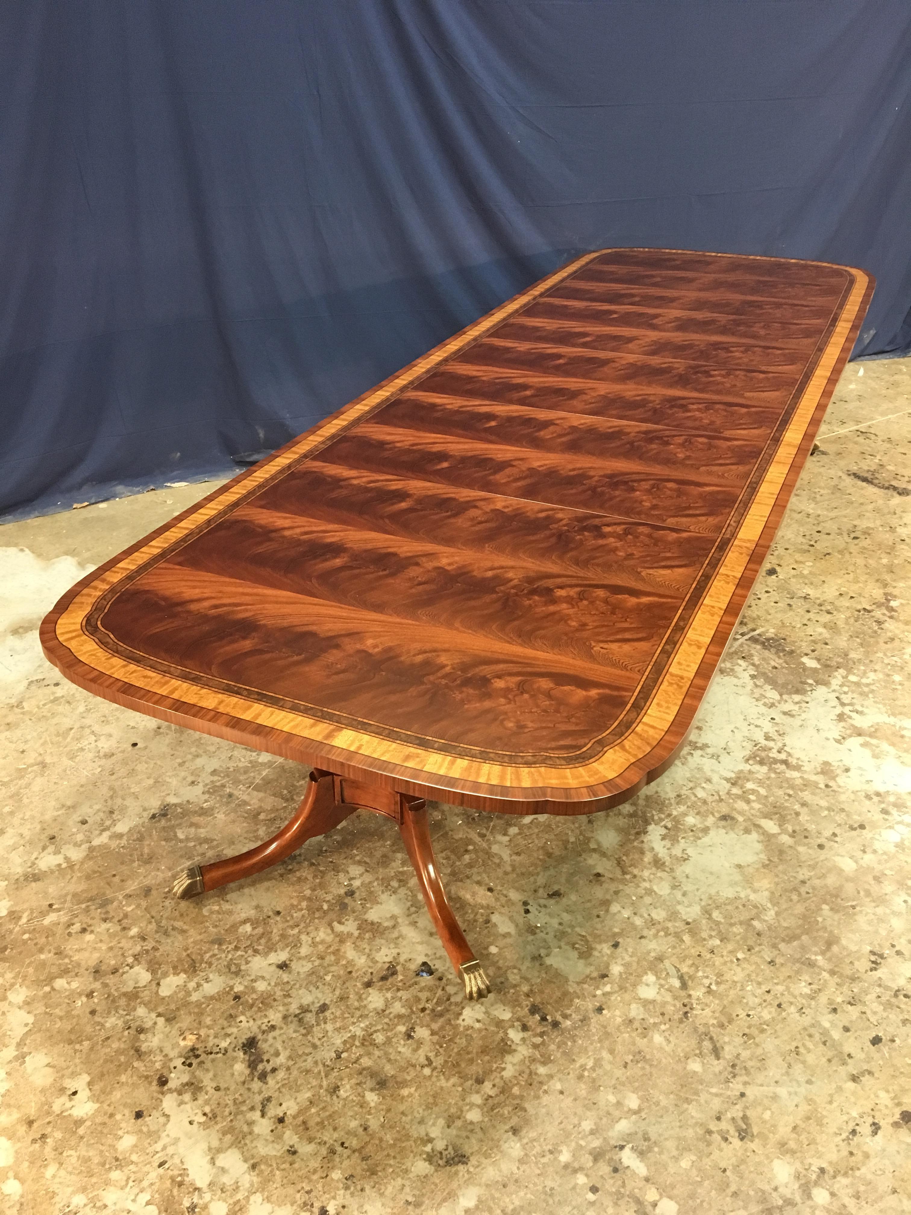 American Custom Traditional Scallop Cornered Mahogany Dining Table by Leighton Hall For Sale