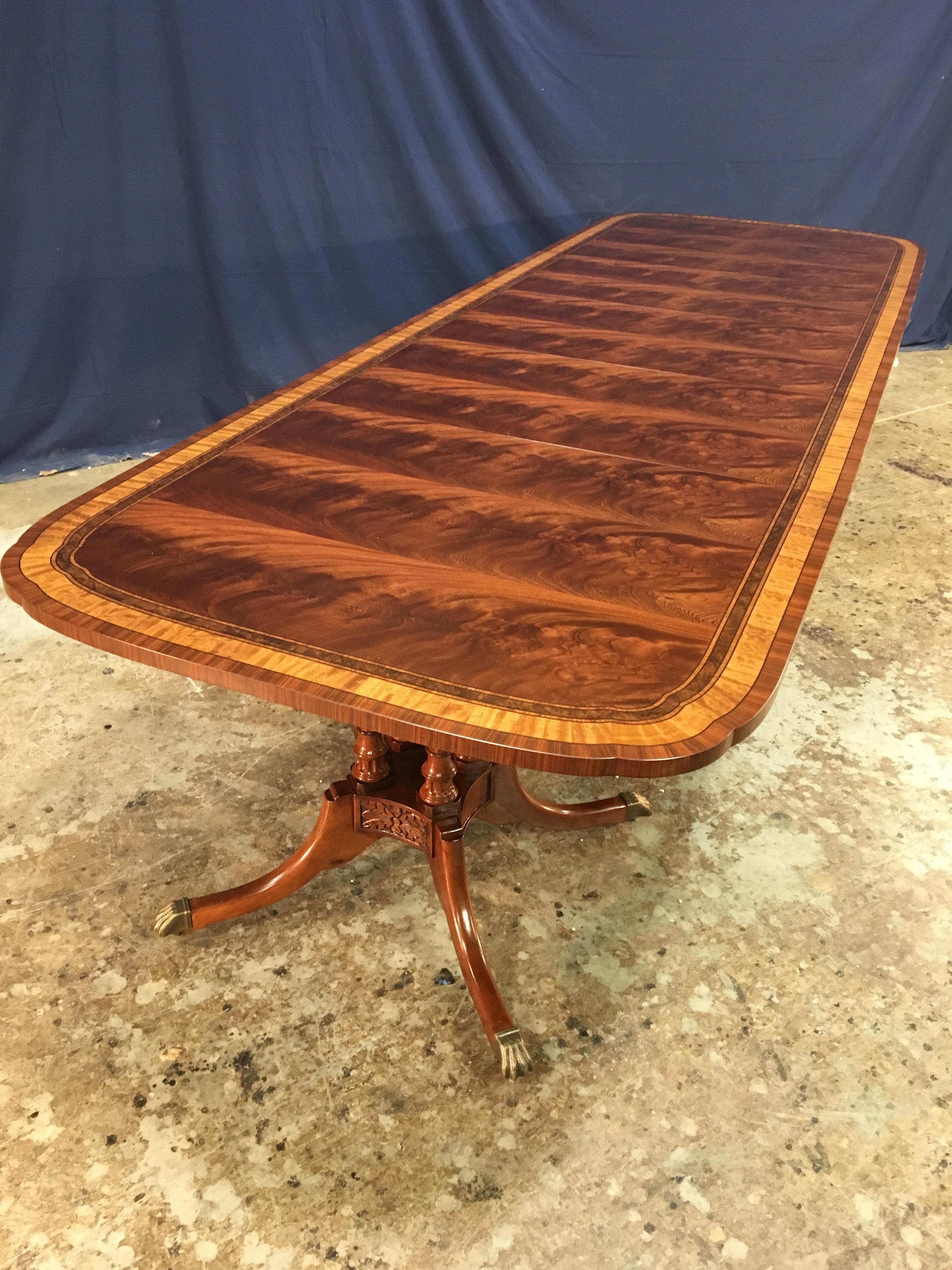 Custom Traditional Scallop Cornered Mahogany Dining Table by Leighton Hall For Sale 1