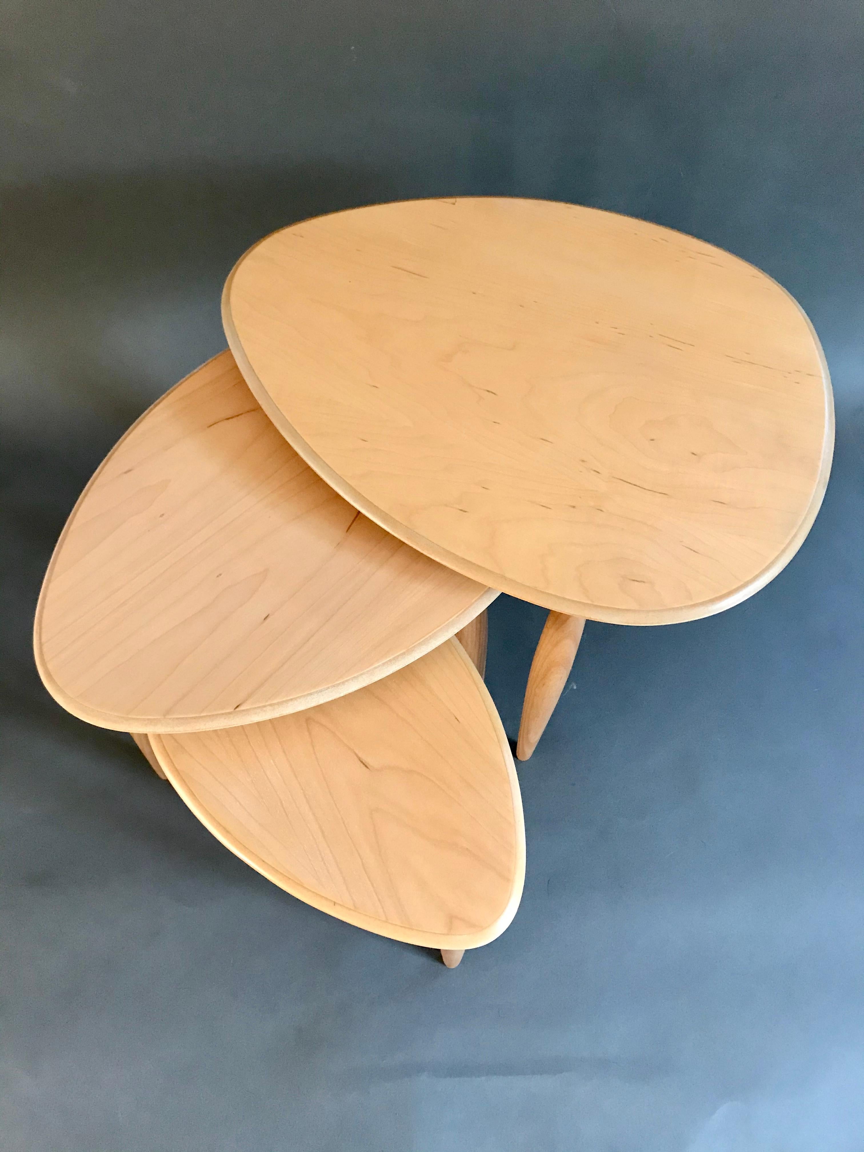 20th Century Custom Tripod Oval Nesting Tables