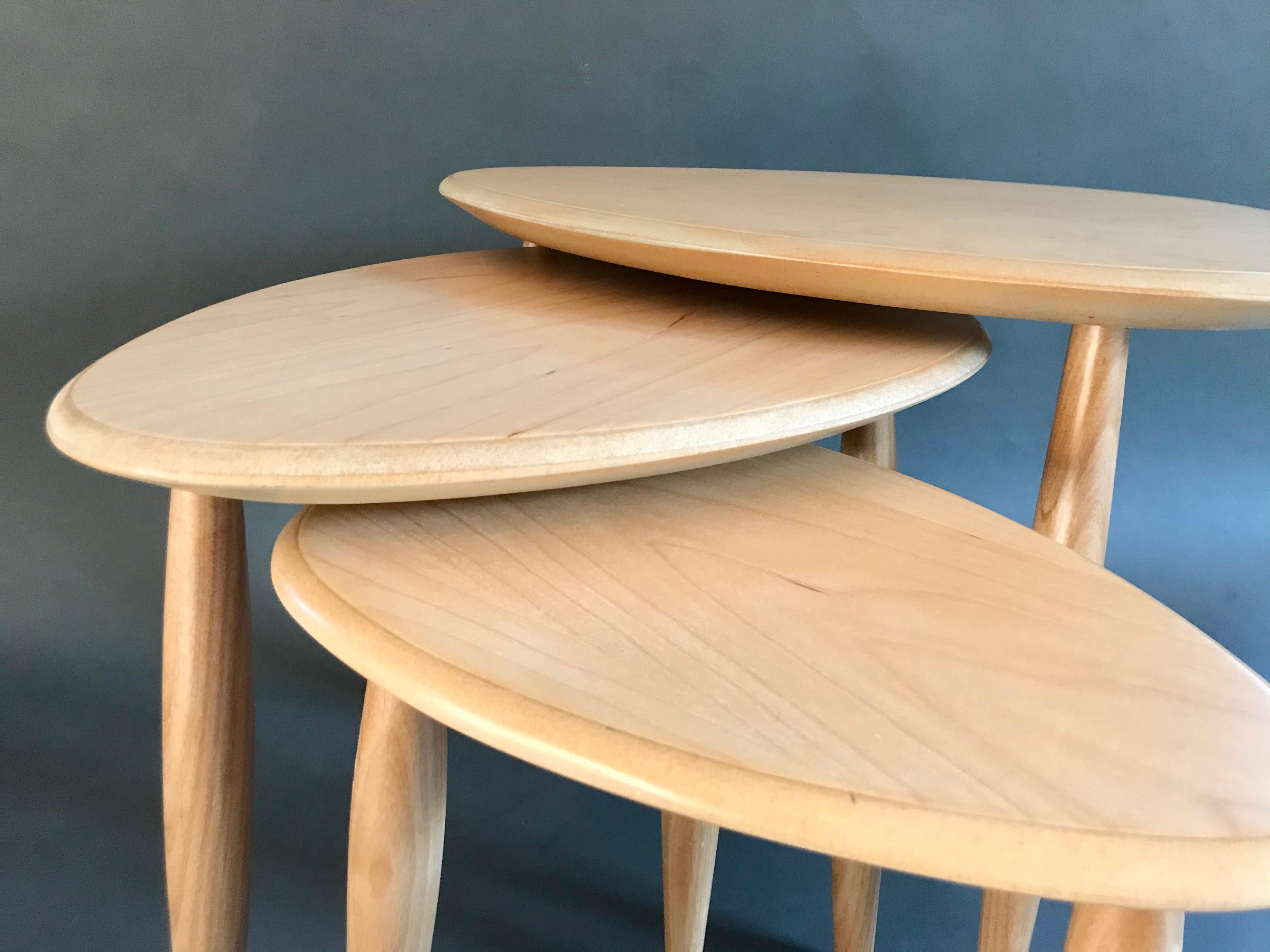 Wood Custom Tripod Oval Nesting Tables
