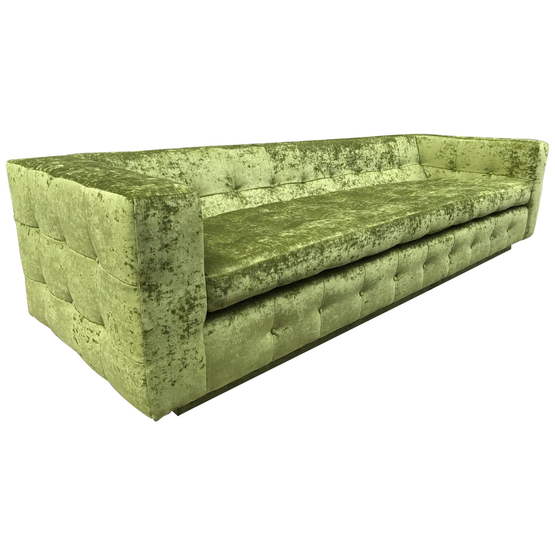 Custom Tufted Green Velvet Sofa, Custom Design