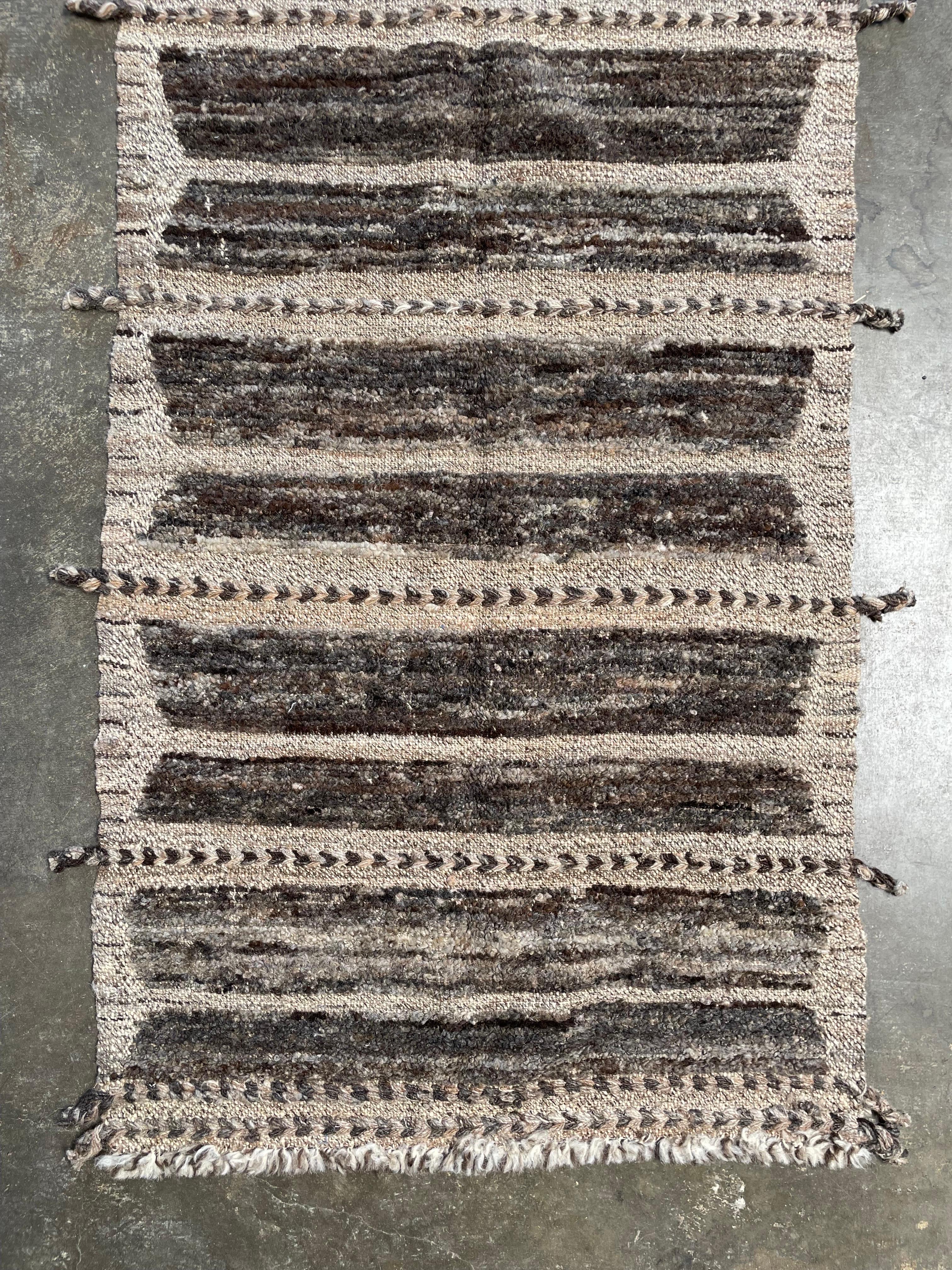 Custom Turkish 100% Wool Runner in Beige Brown Tones For Sale 4