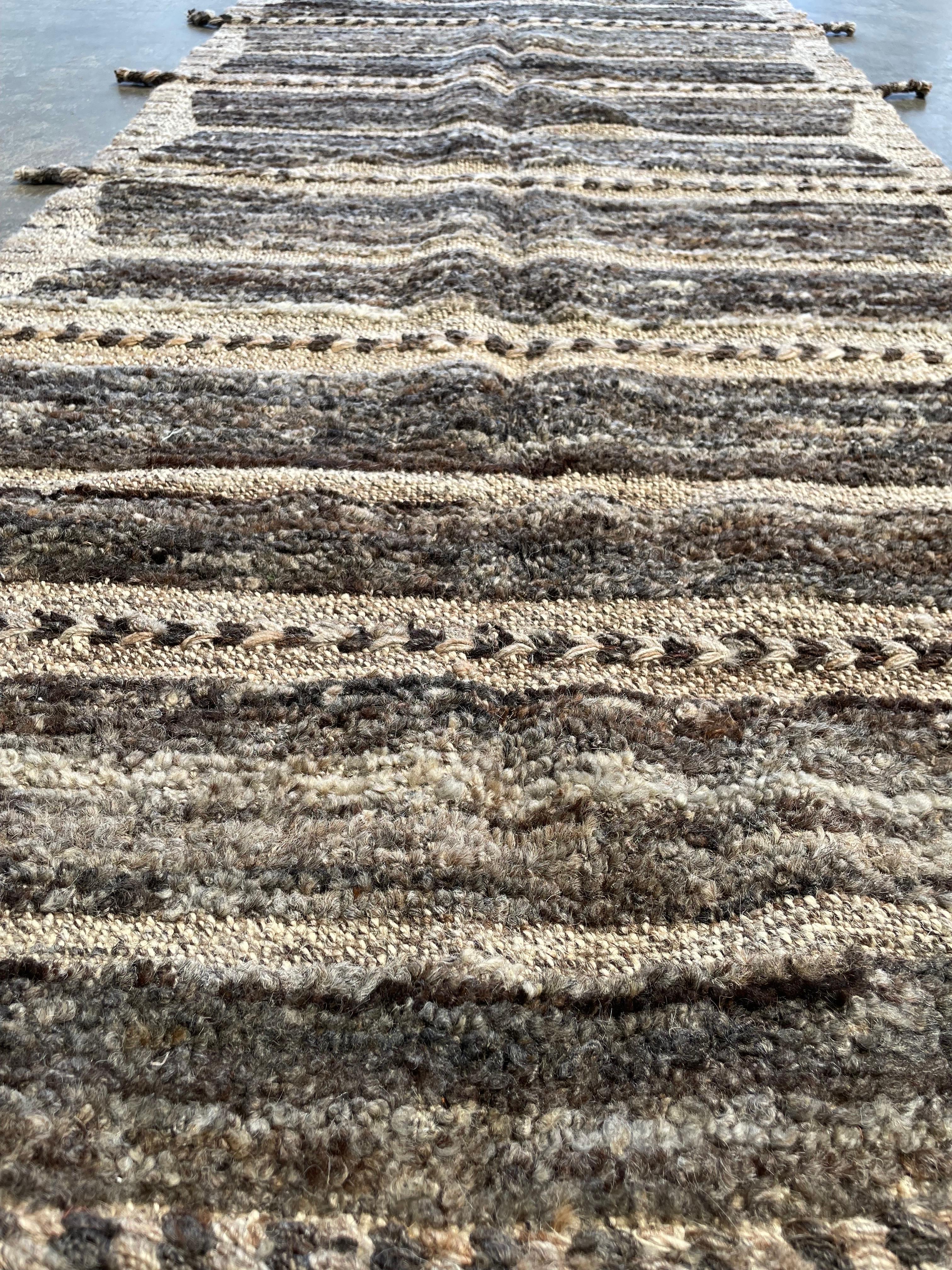 Custom Turkish 100% Wool Runner in Beige Brown Tones 6