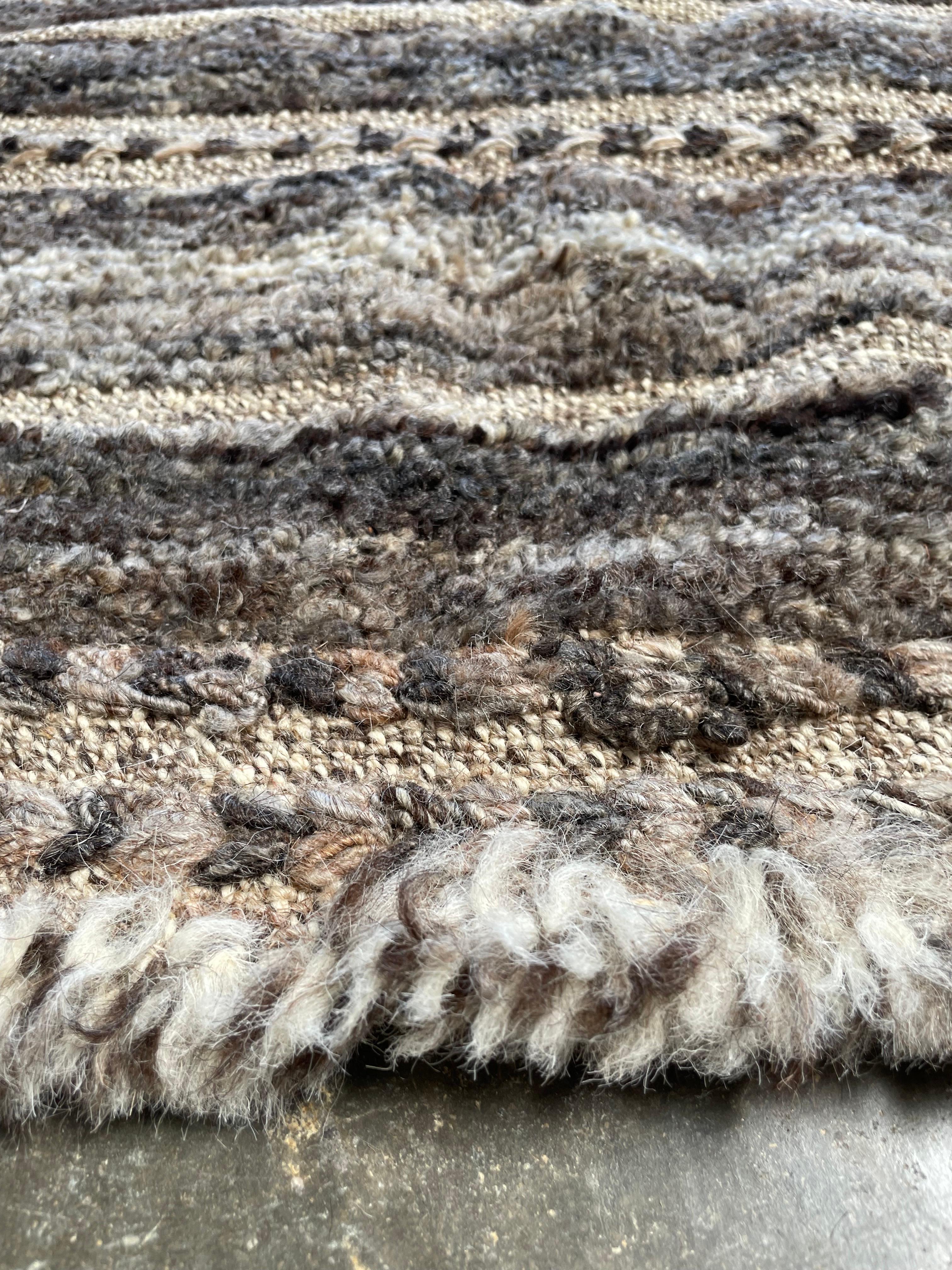 Custom Turkish 100% Wool Runner in Beige Brown Tones 7