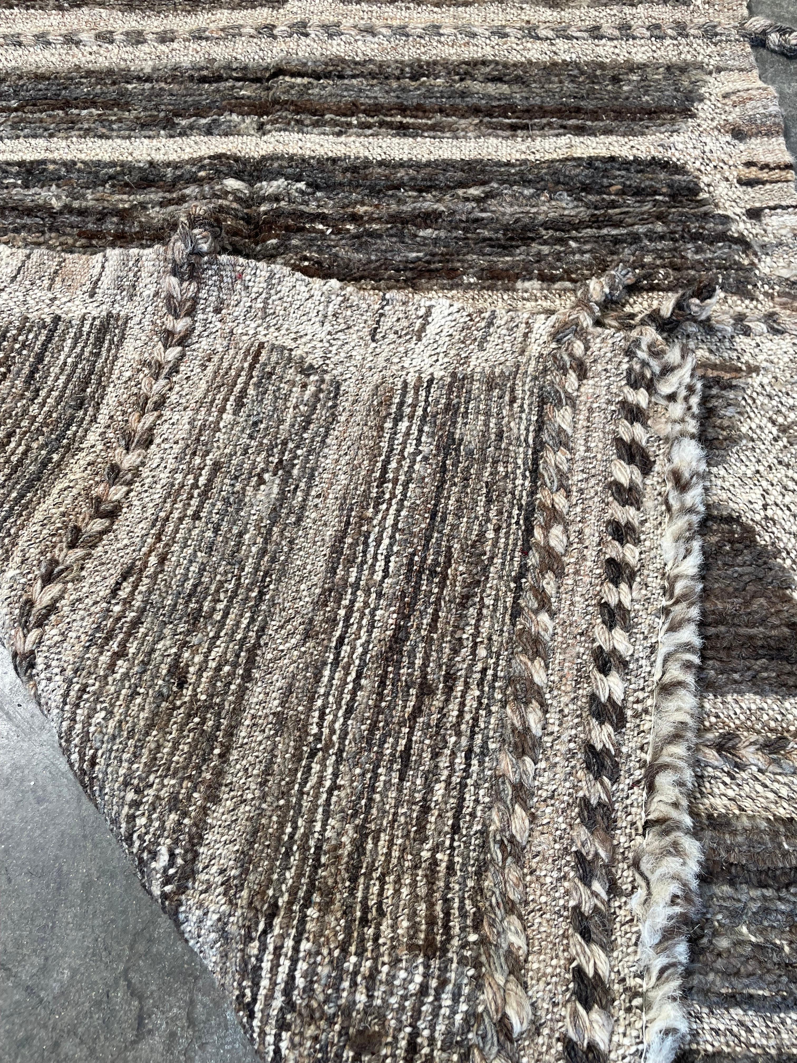 Custom Turkish 100% Wool Runner in Beige Brown Tones For Sale 9