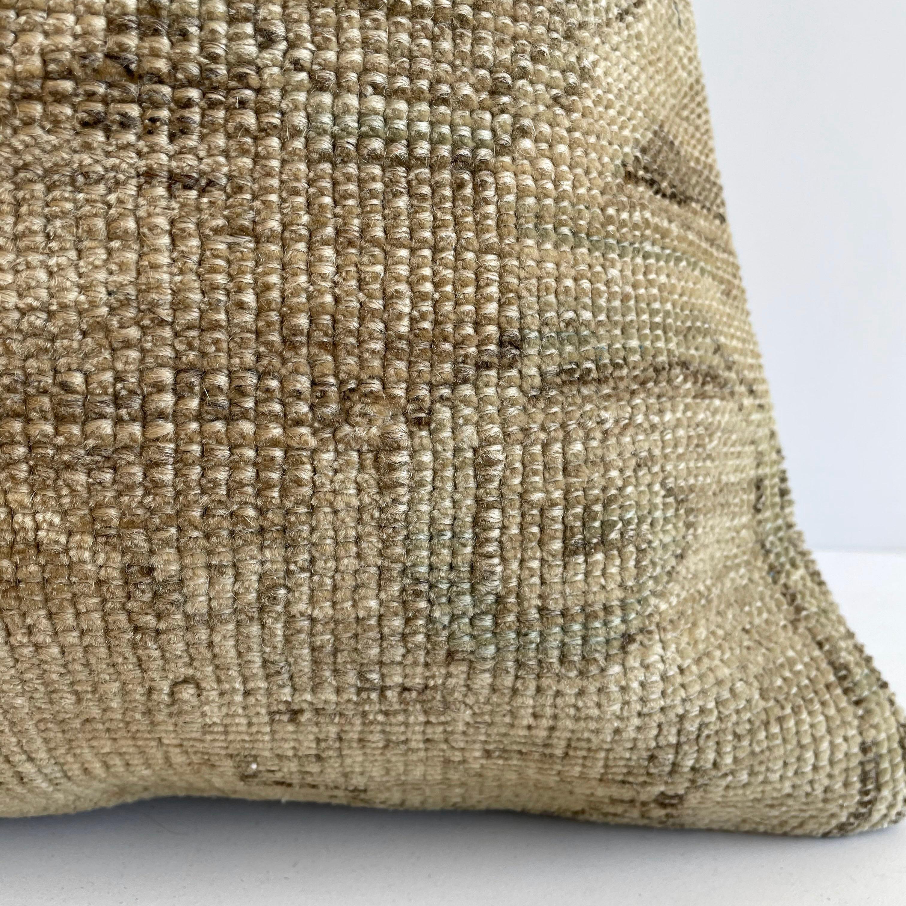 Hand-Woven Custom Turkish Kilim Rug Wool Pillow with Insert. 