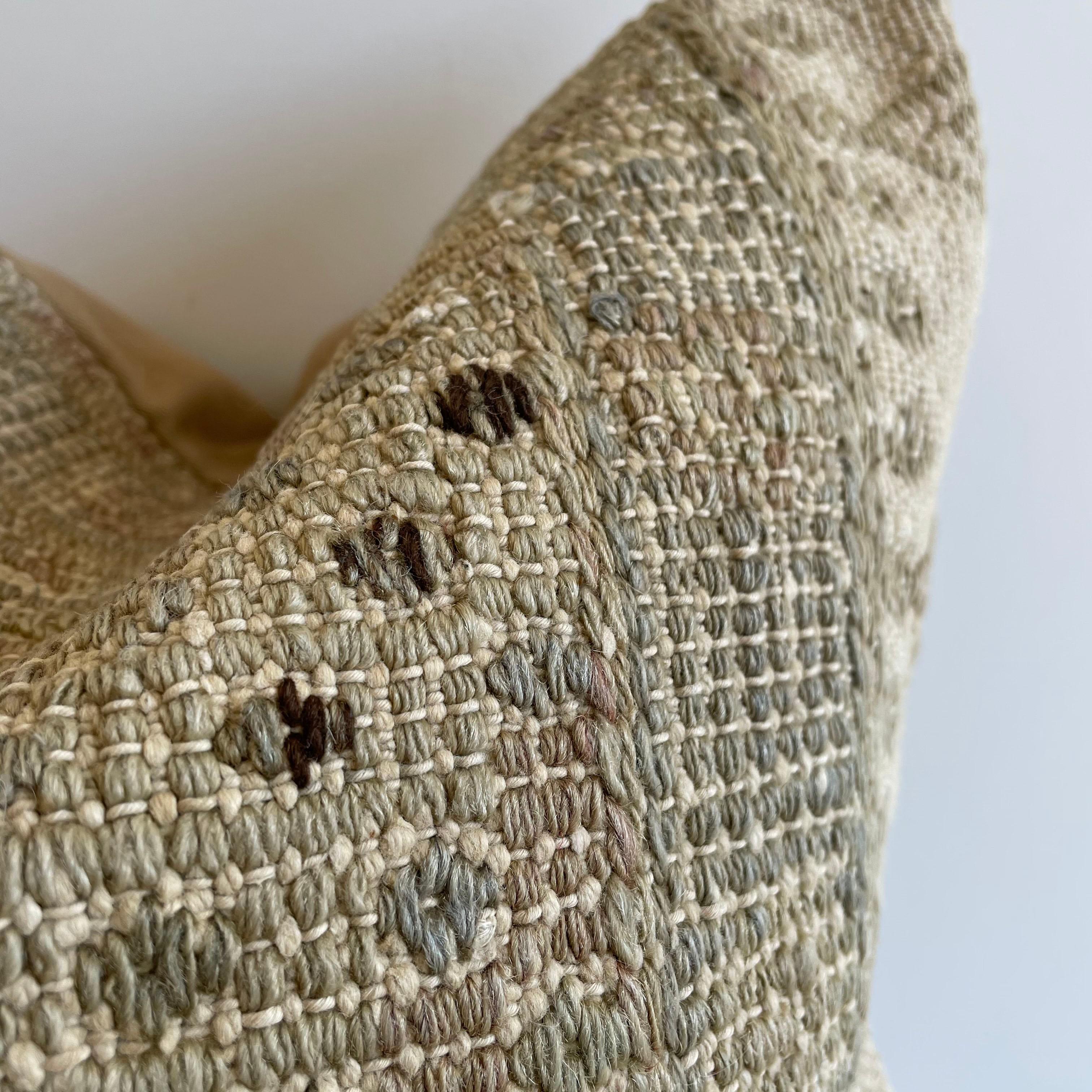 Hand-Woven Custom Turkish Kilim Rug Wool Pillow with Insert 