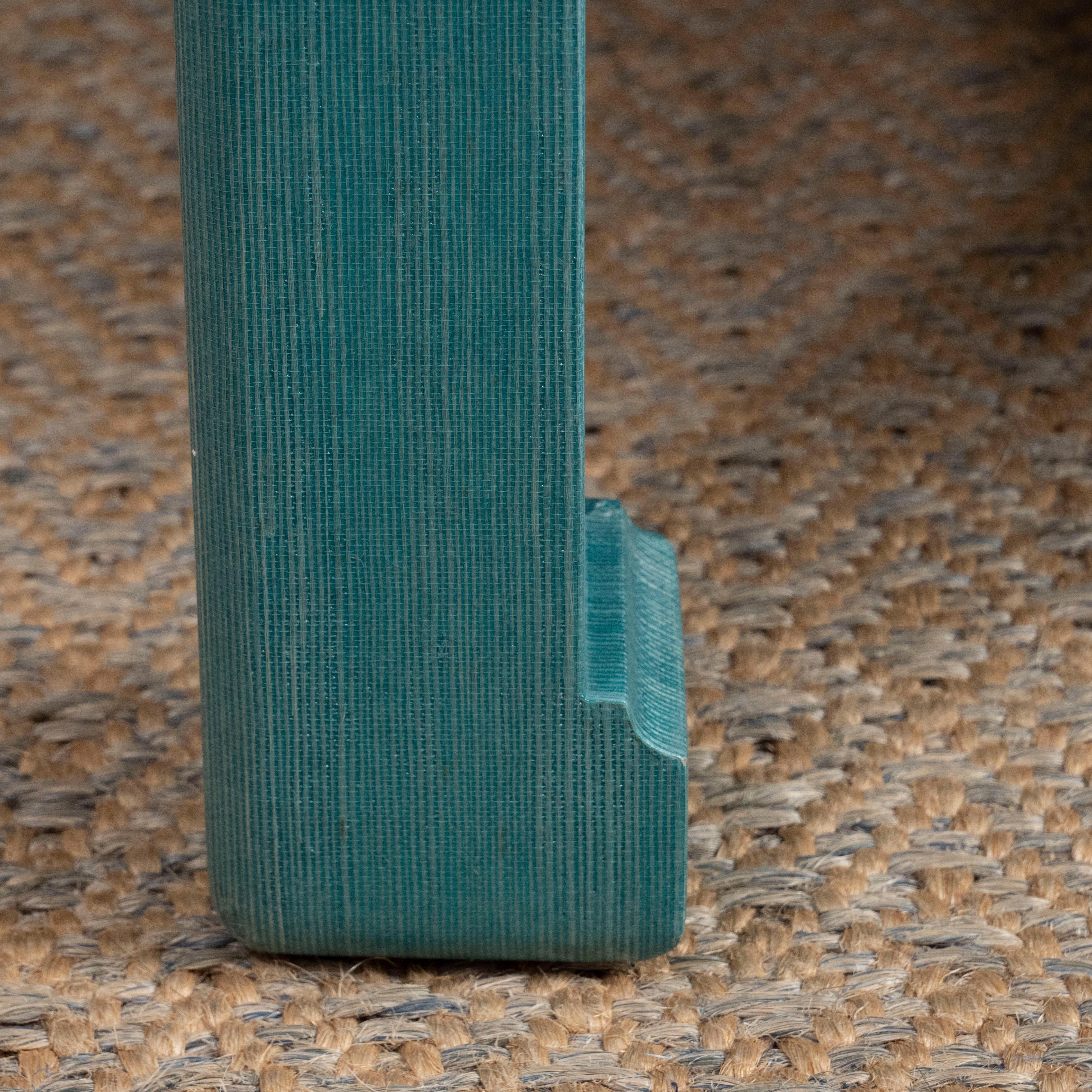 Custom Turquoise Grasscloth-Wrapped Cocktail Table 3