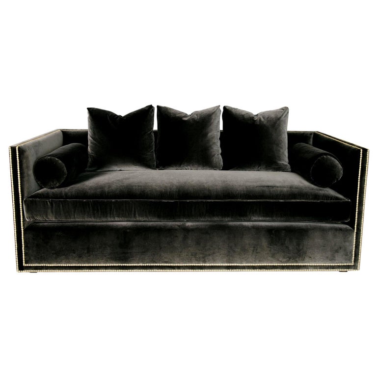 Custom Tuxedo Sofa For At 1stdibs, Black Leather Tuxedo Sofa