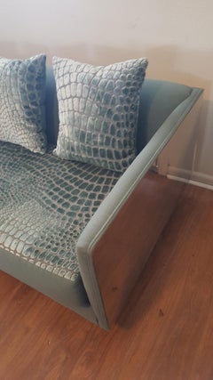 Custom Tuxedo Sofa with Alligator Rised Print Fabric