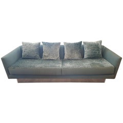 Custom Tuxedo Sofa with Alligator Rised Print Fabric