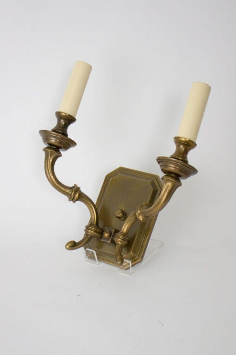 Revival Custom Two Arm Sconce with Rectangular Back Plate, 1 Available For Sale