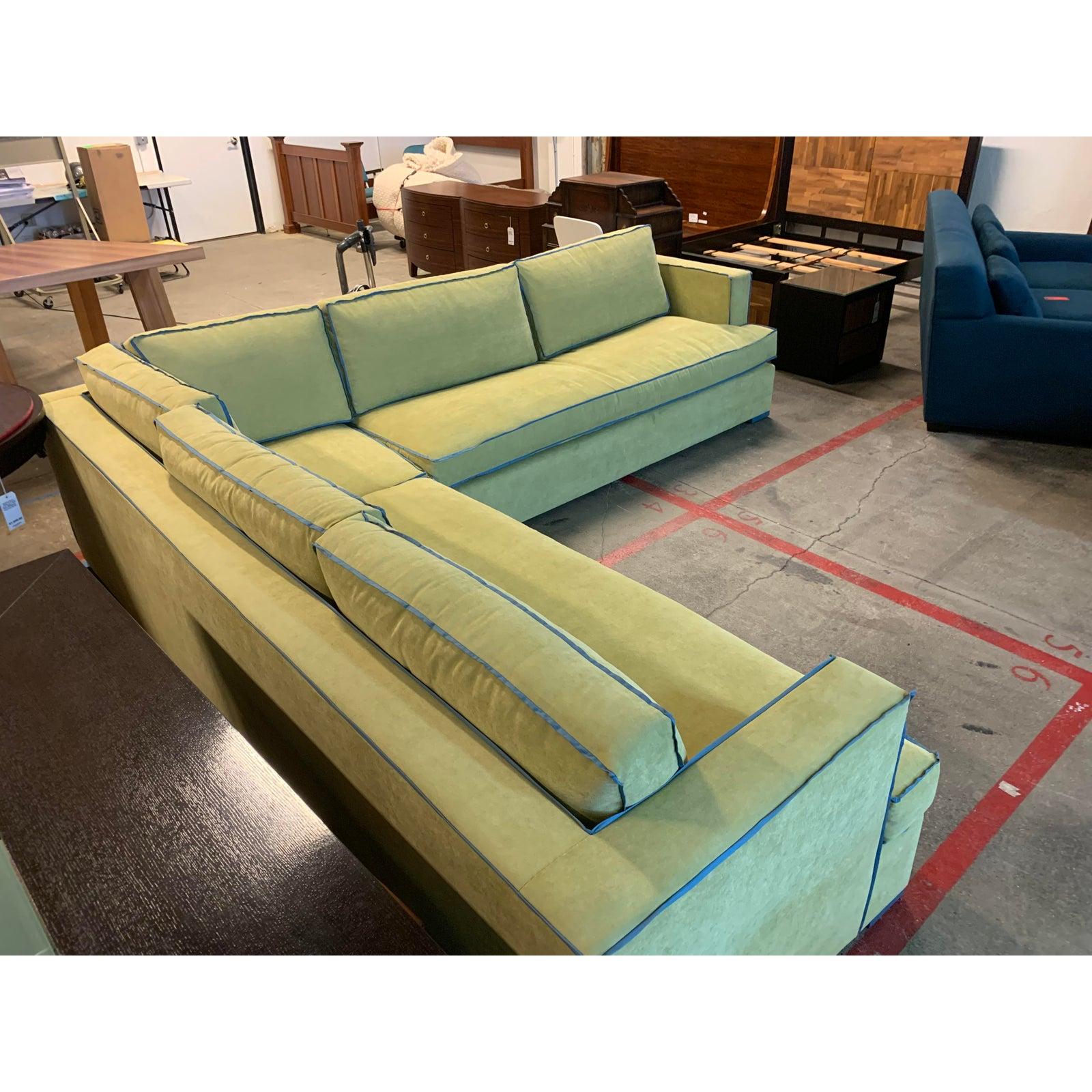 Custom Two-Piece Sleeper Sectional Made in L.A., Ottoman In Good Condition For Sale In San Francisco, CA