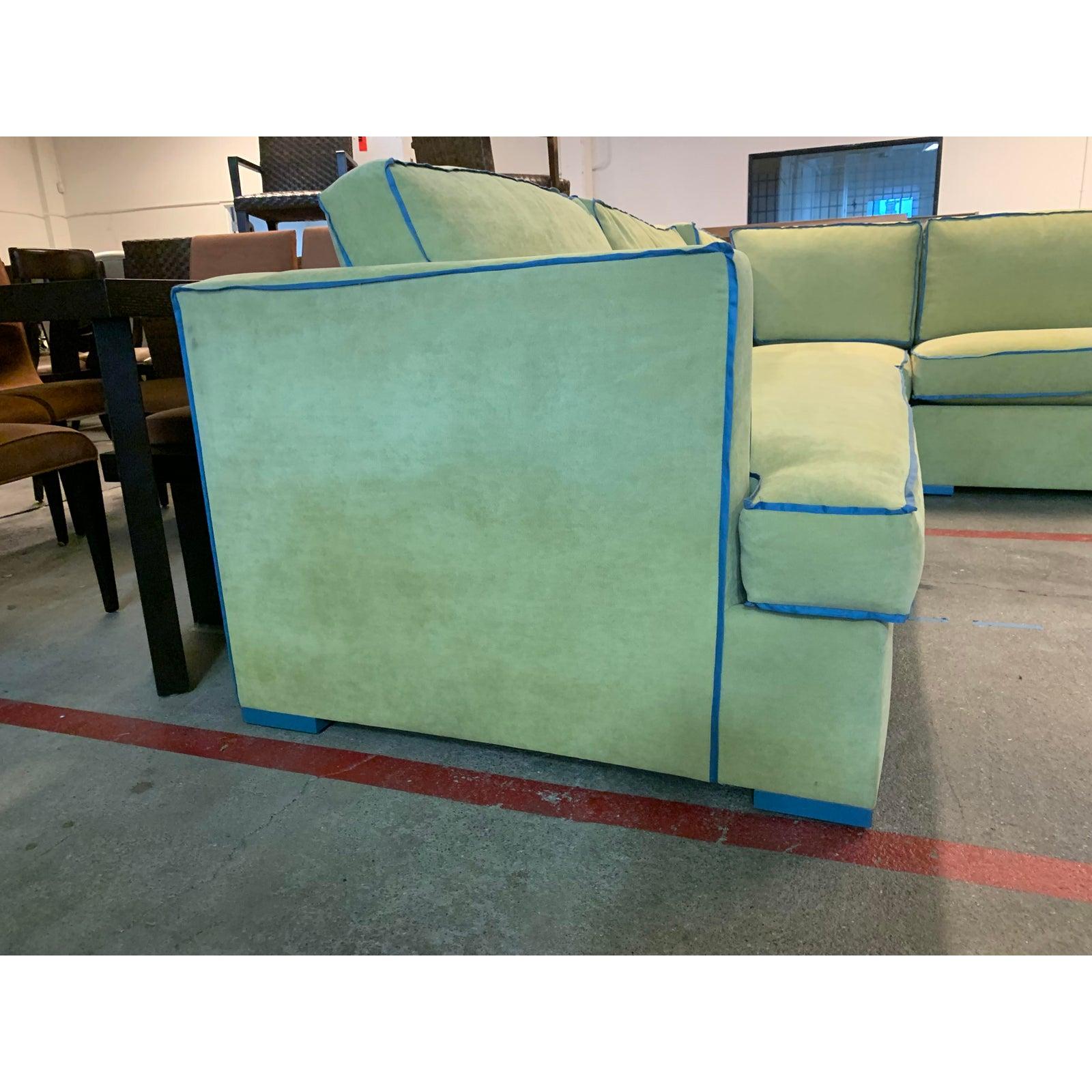 Contemporary Custom Two-Piece Sleeper Sectional Made in L.A., Ottoman For Sale