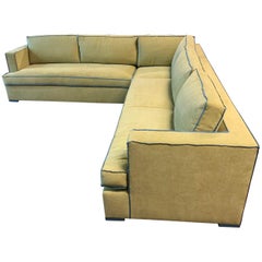 Used Custom Two-Piece Sleeper Sectional Made in L.A., Ottoman