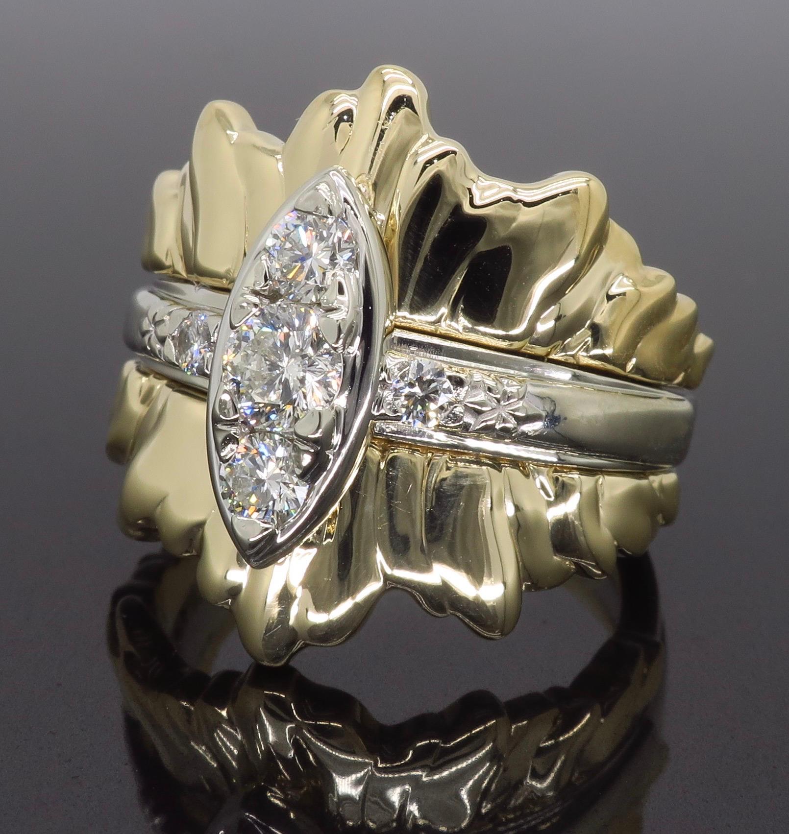 Women's or Men's Custom Two-Tone Diamond Cocktail Ring