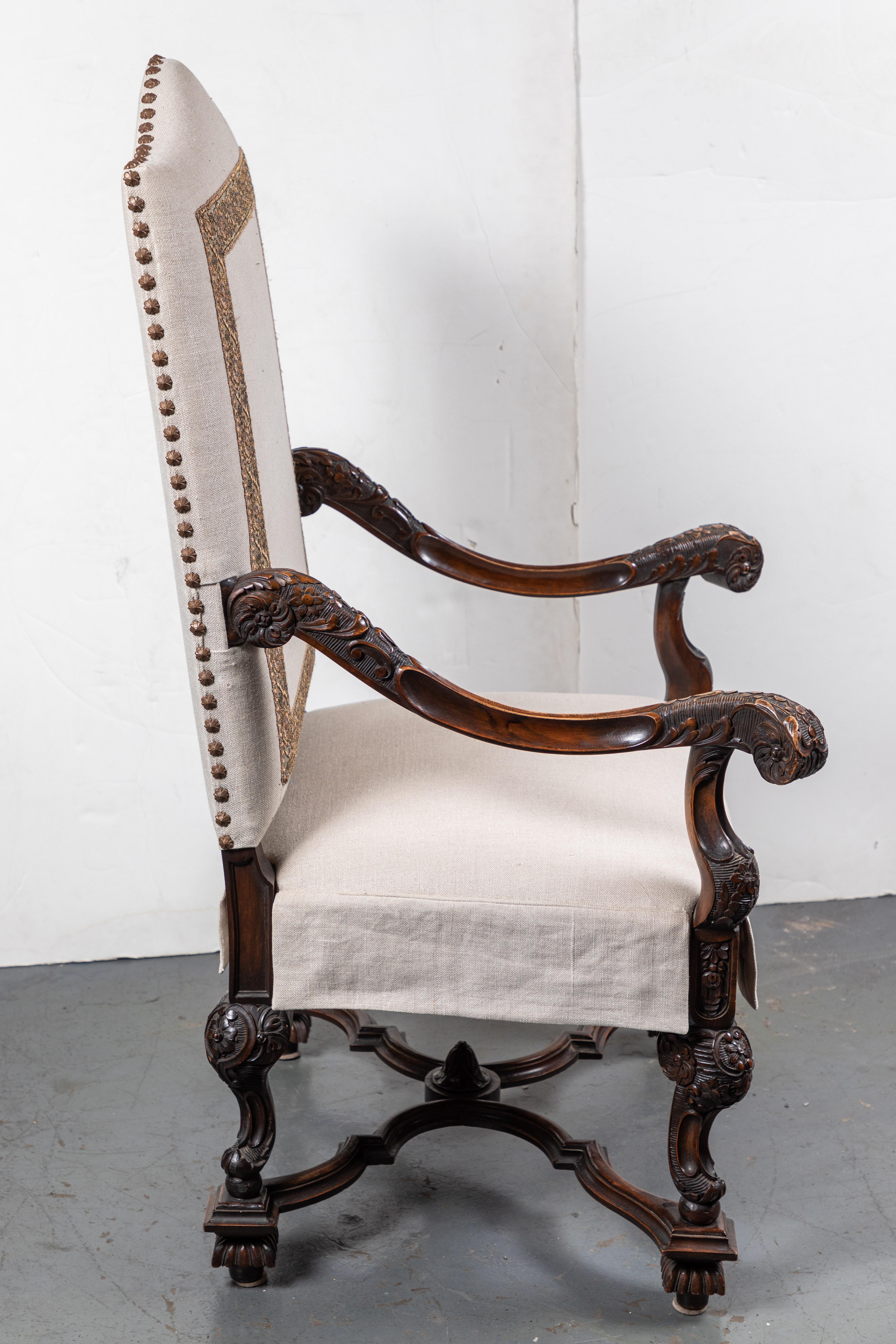 Early 20th Century Custom Upholstered, Antique Hall Chair For Sale