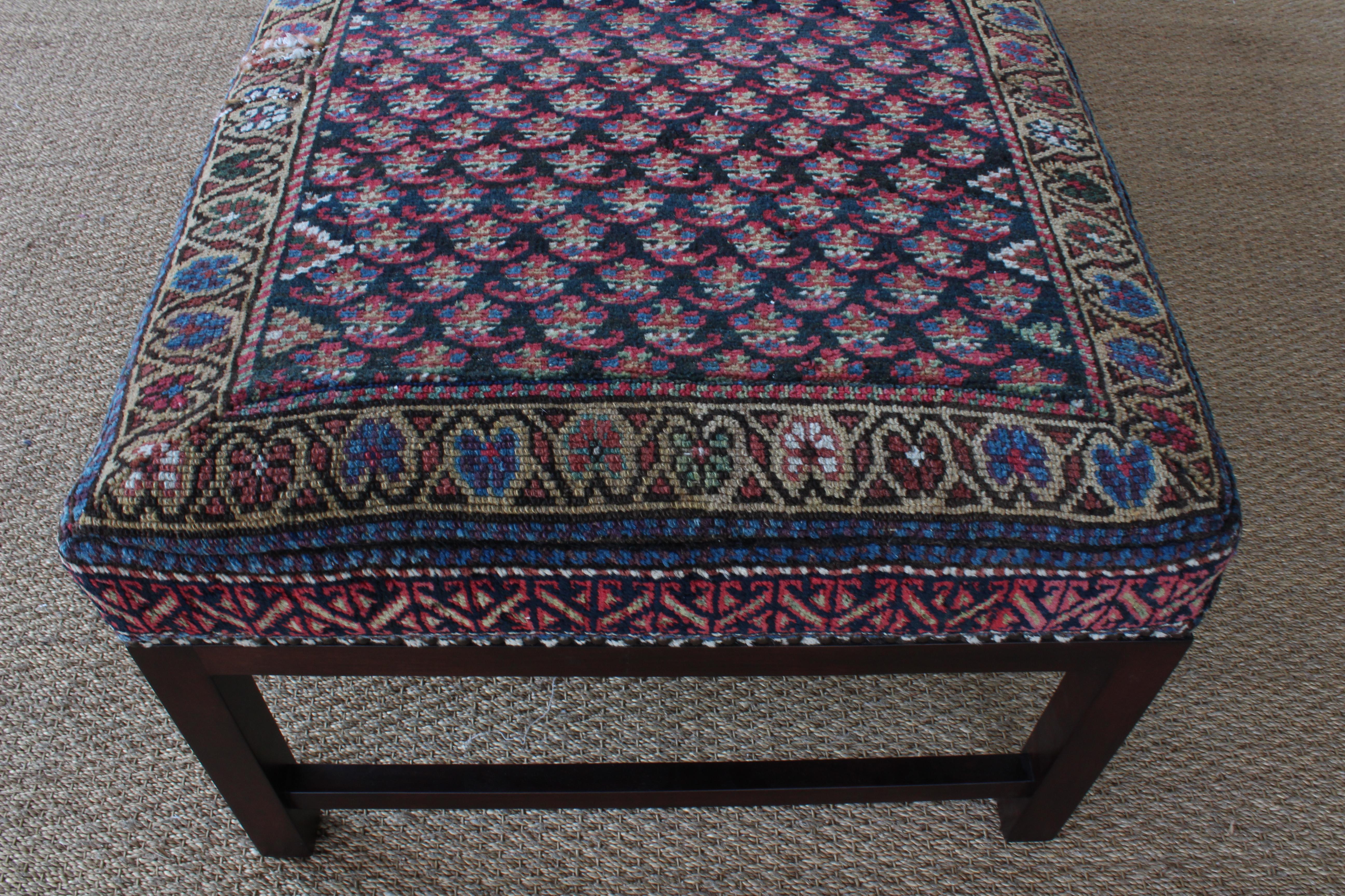 Contemporary Custom Upholstered Caucasian Rug Ottoman
