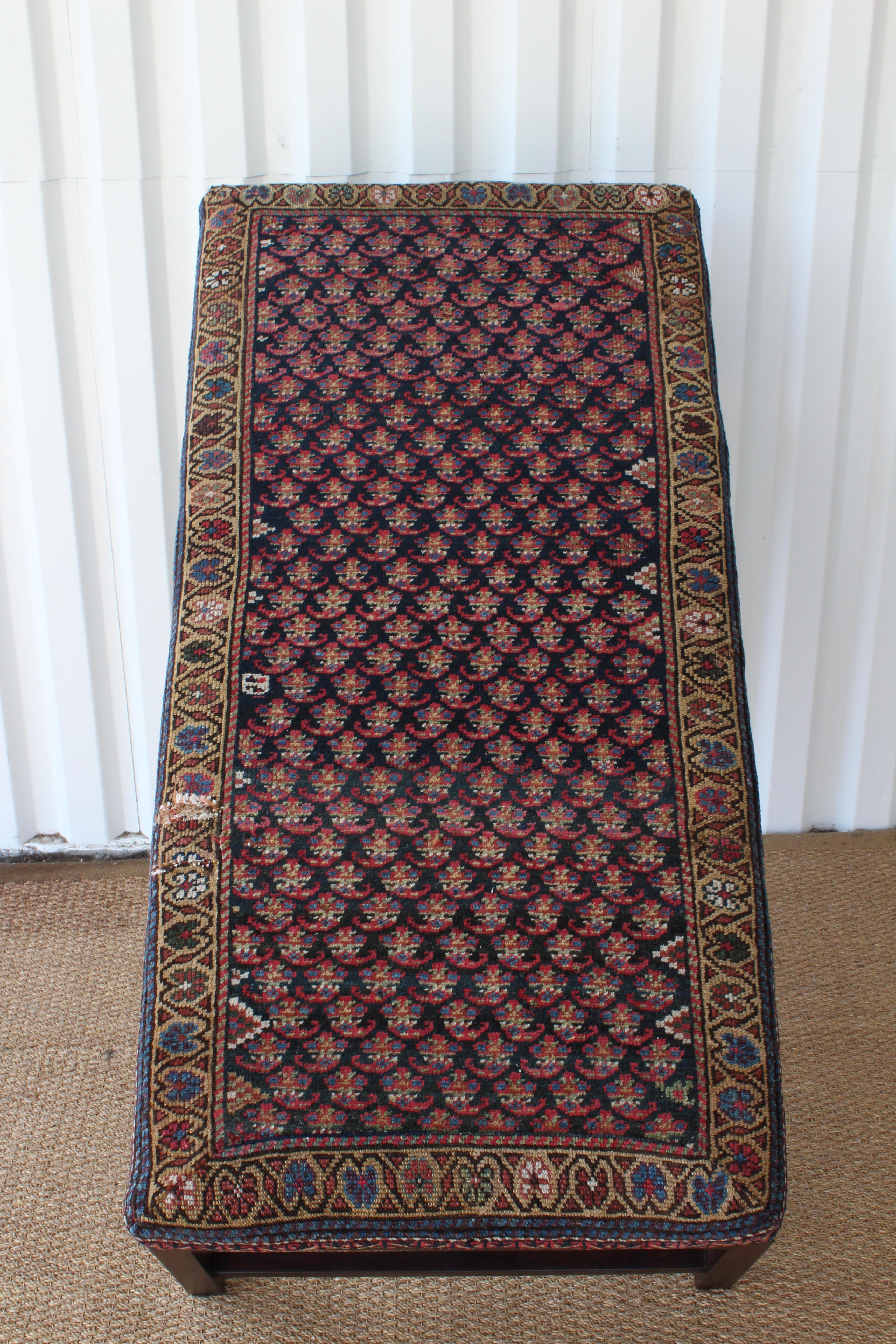 Wool Custom Upholstered Caucasian Rug Ottoman