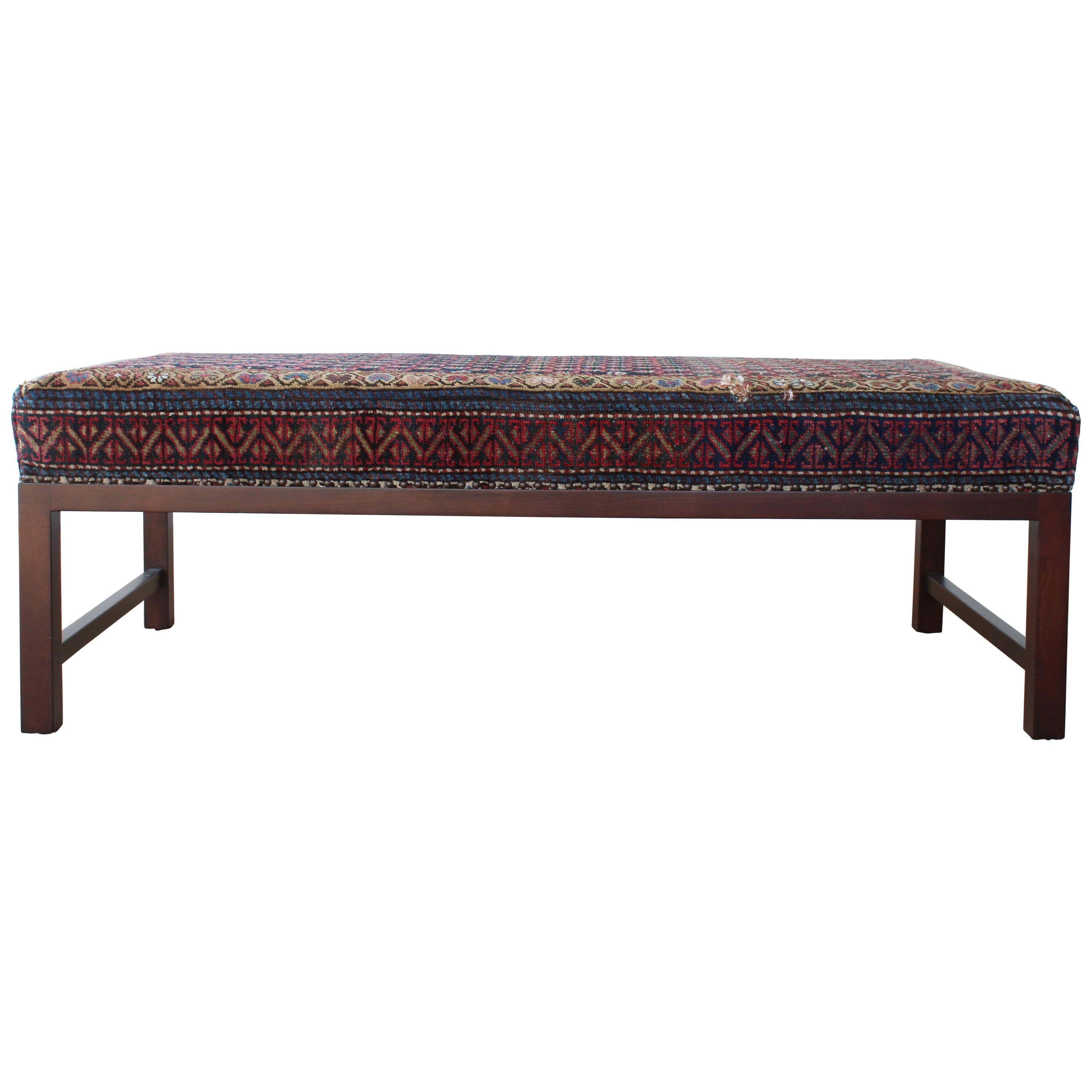 Custom Upholstered Caucasian Rug Ottoman