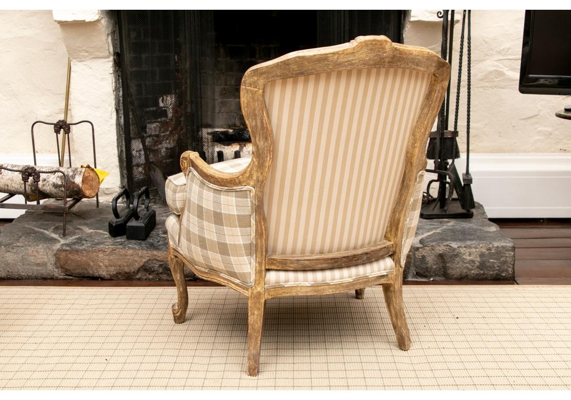 Custom Upholstered Faux Paint Decorated Bergere For Sale 2