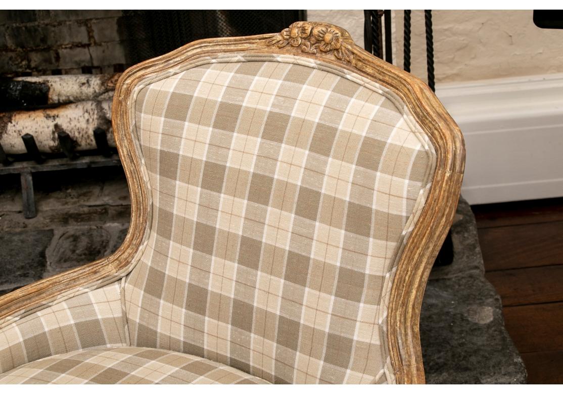 Custom Upholstered Faux Paint Decorated Bergere For Sale 3