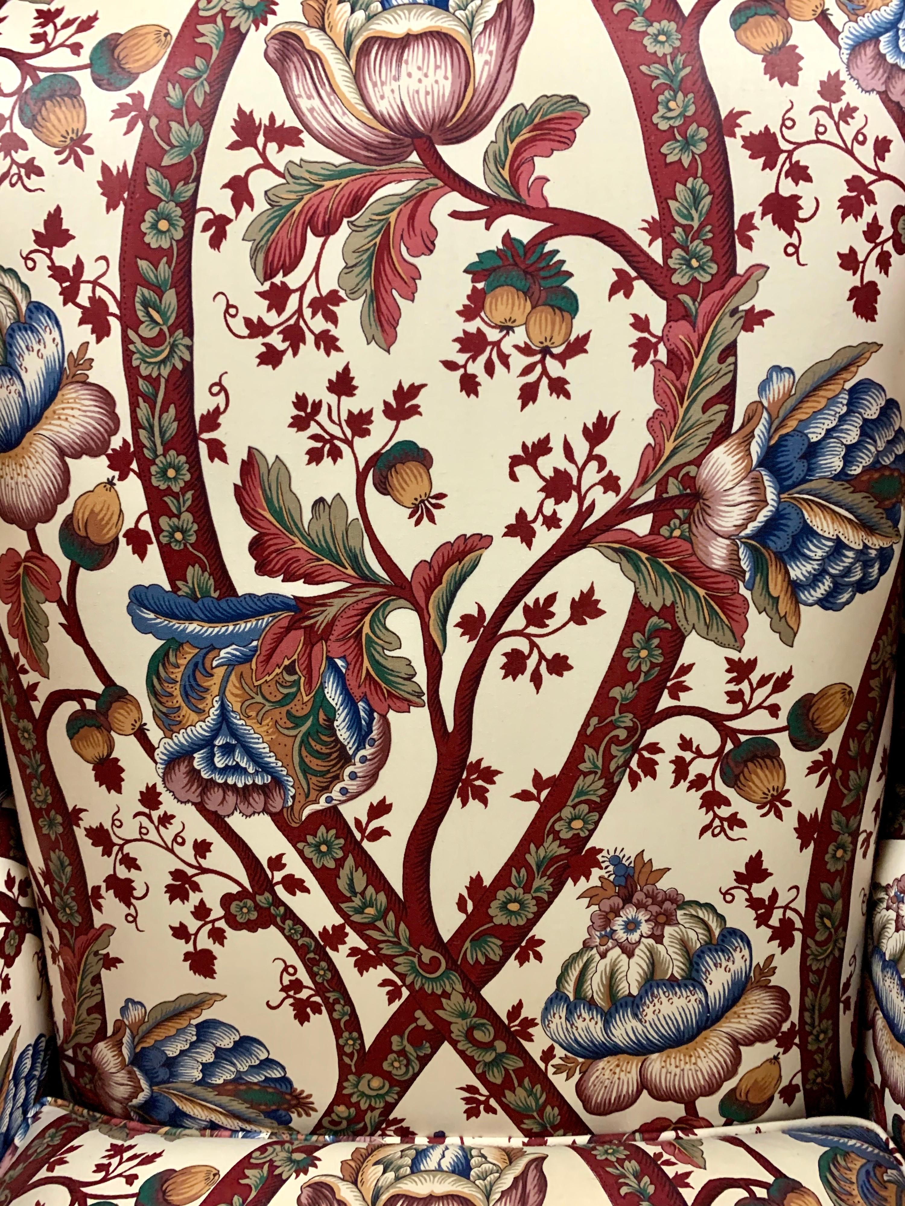 Custom Upholstered Georgian Wingback Chair with Ottoman 1