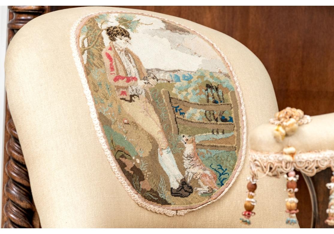 Custom Upholstered Mahogany Fireside Chair (Metall) im Angebot