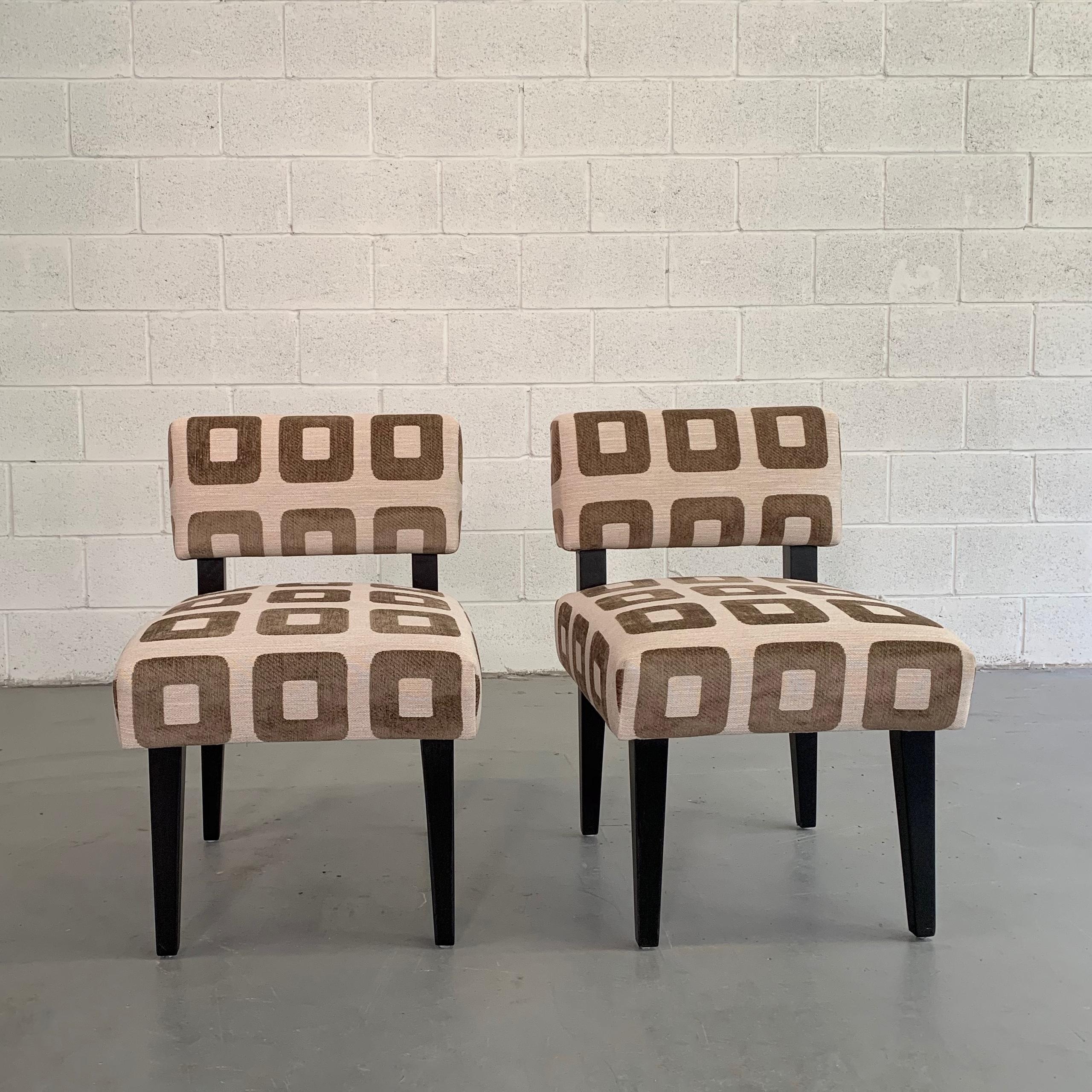 Lacquered Custom Upholstered Maple Slipper Chairs