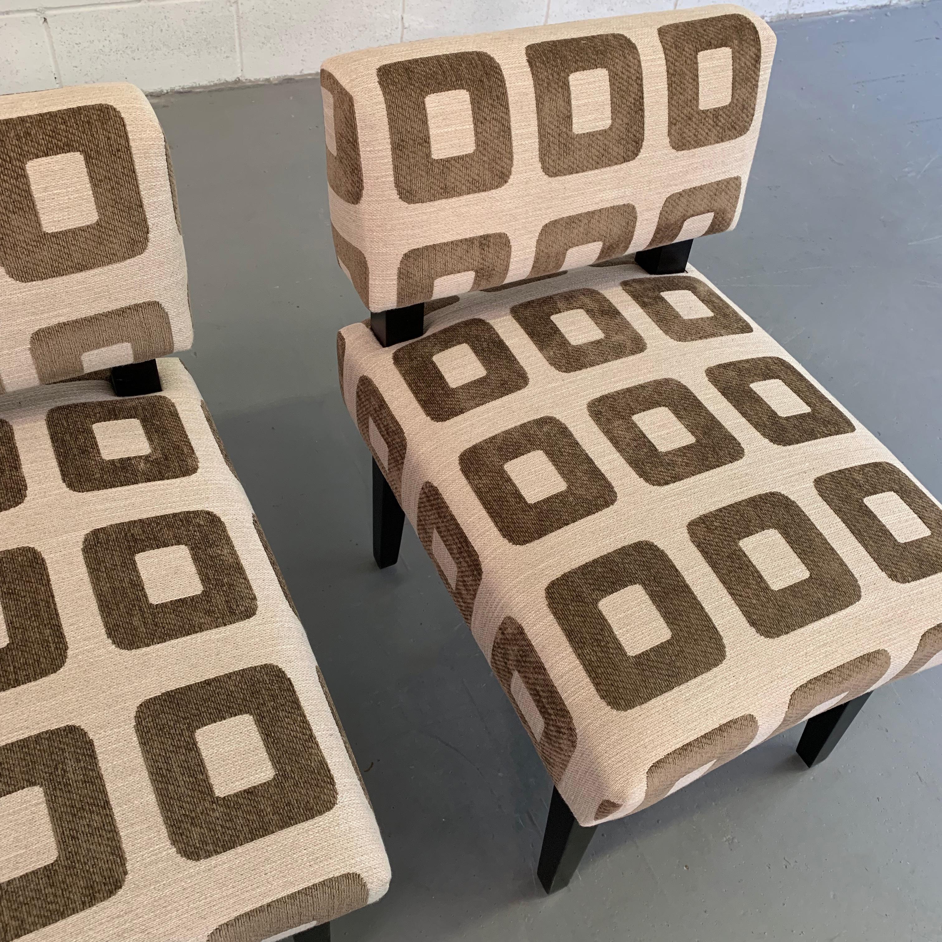 Contemporary Custom Upholstered Maple Slipper Chairs