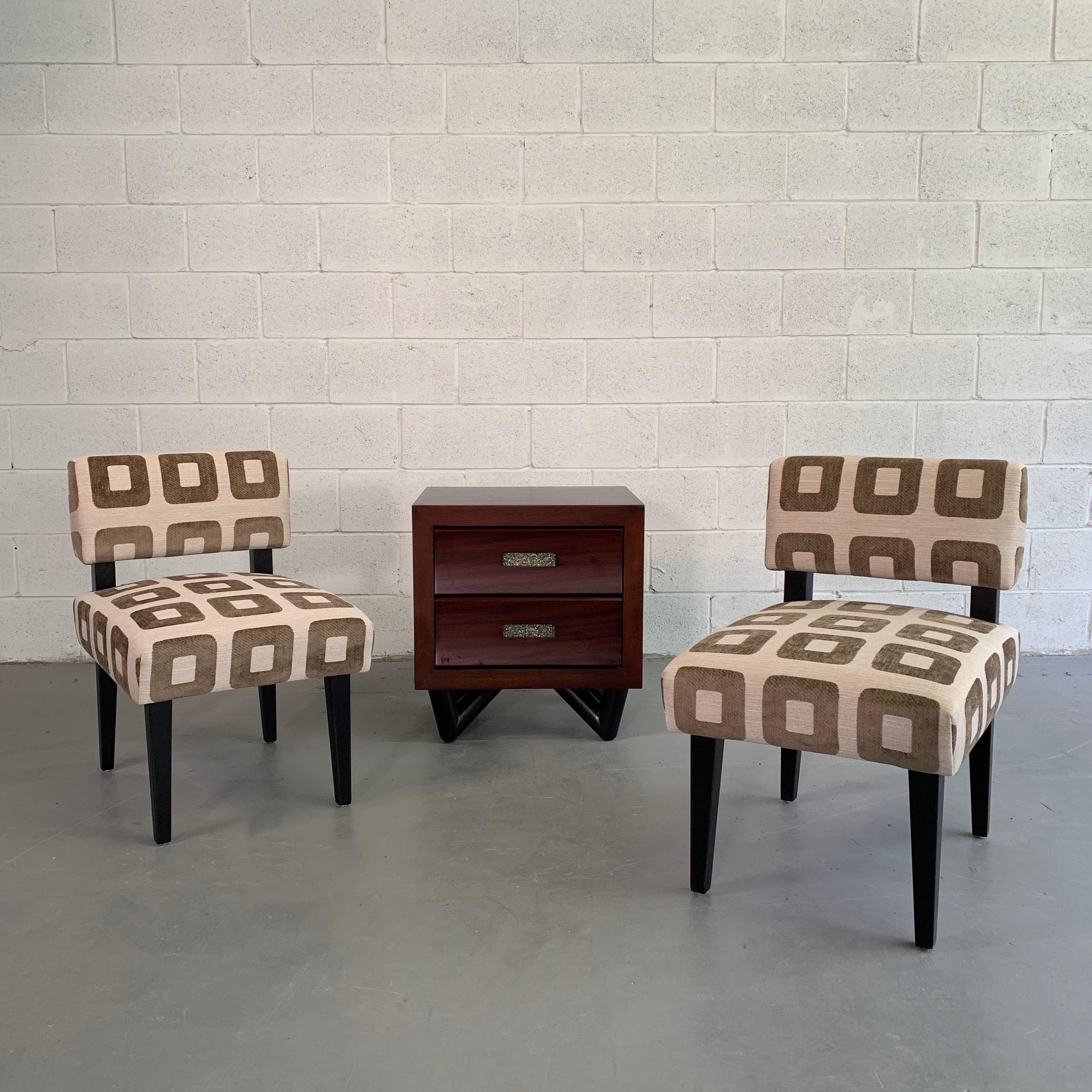 Fabric Custom Upholstered Maple Slipper Chairs